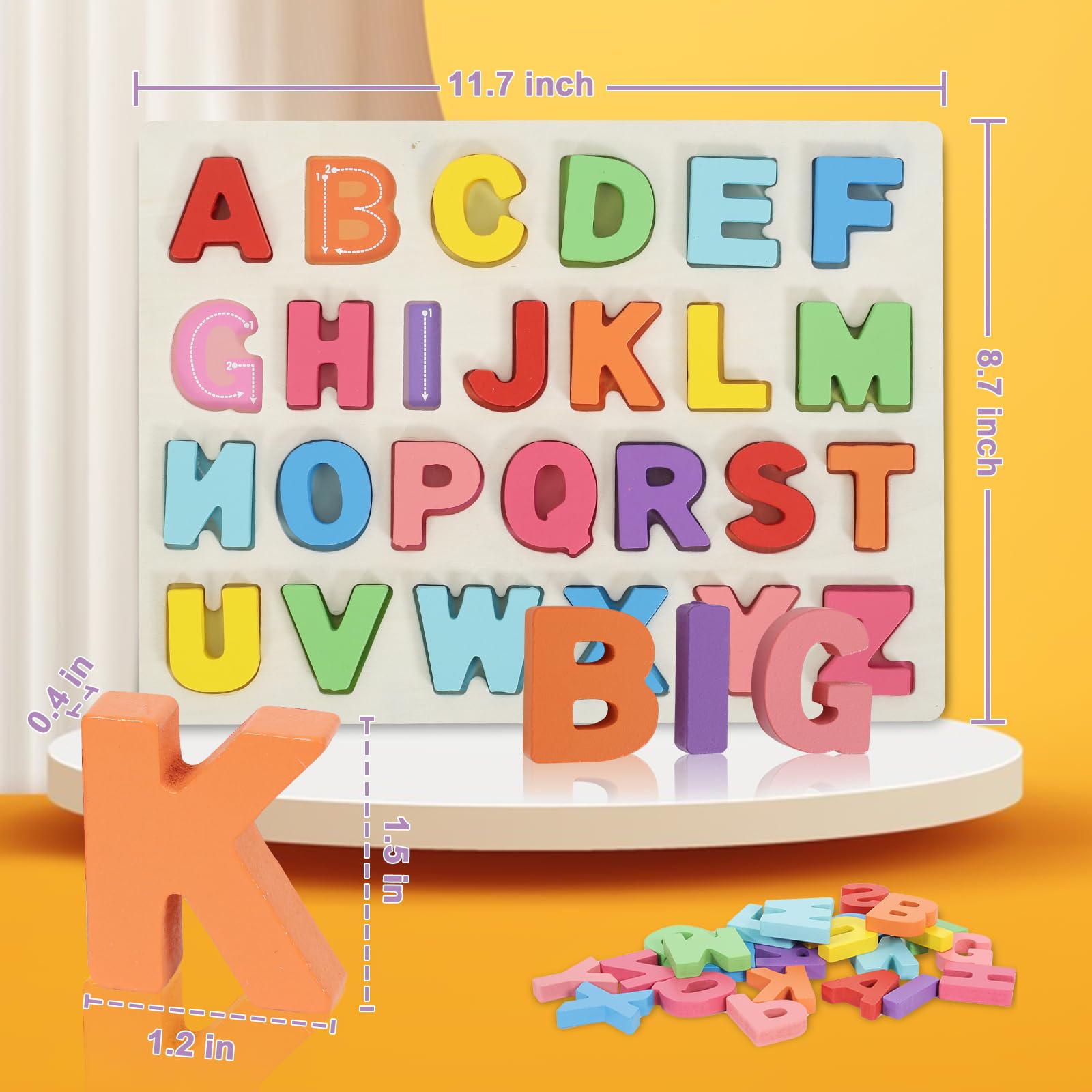 Amazon.com: Kairsya Alphabet Puzzle Wooden Puzzles for Toddlers