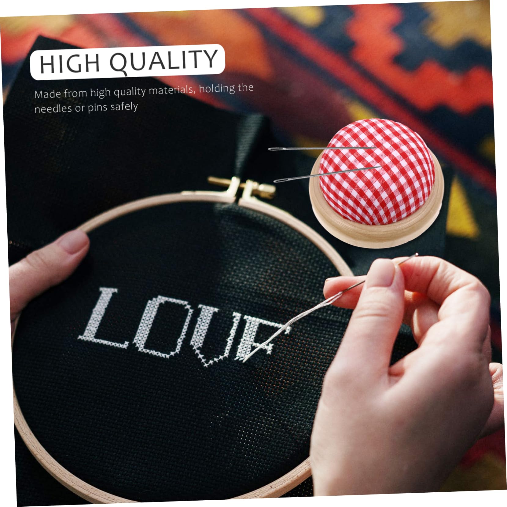 KALLORY Sewing Pins Heads Storage 2 Pack Needle Cushion Needle Insert Bag for Embroidery Supplies