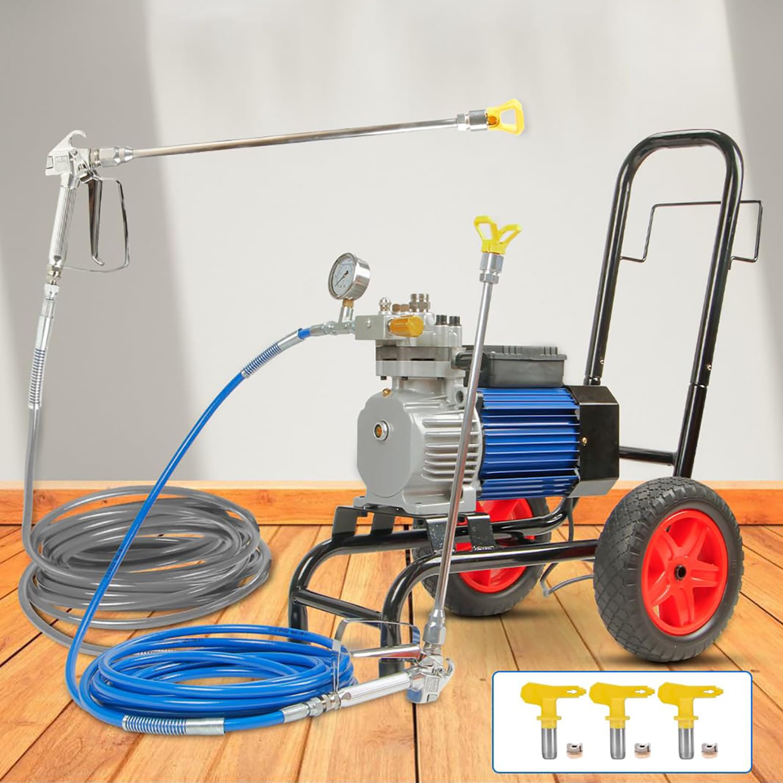 450 Bar High Pressure Airless Paint Sprayer – Heavy Duty 3500W Painting Machine with 2 Spray Guns, 25M Hose for Latex Paints, Varnishes & Glazes