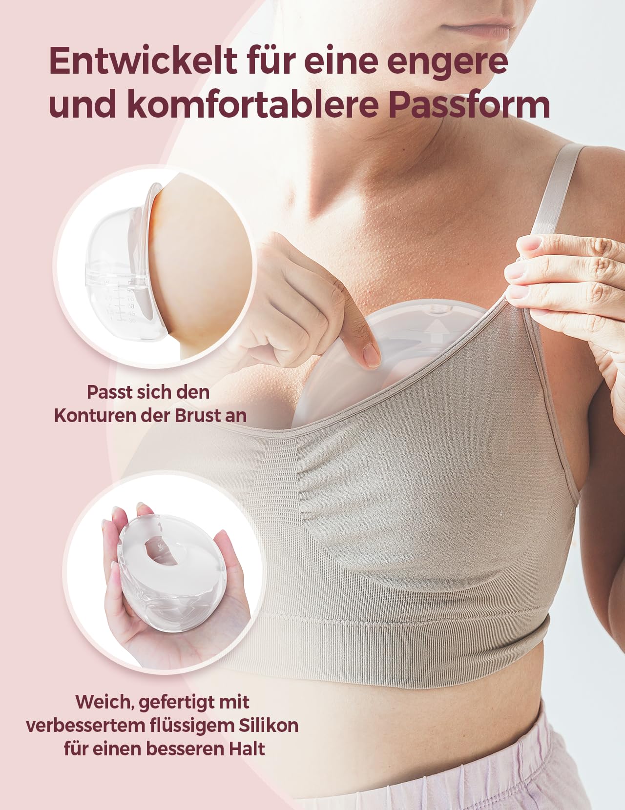 Momcozy 90 ml Milchauffangschalen Stillen, Auffangschale muttermilch für Stillen, Wederverwendbare Milch Auffangschalen, Milchsammler, Silikon-Auffänger mit besserer Passform & weicher, 2 Stück