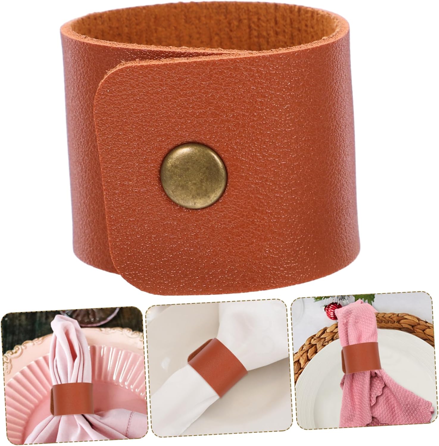 OUNONA 30pcs Fall Napkin Rings Pu Leather Napkin Holder Buckles for Dinner Table Decorative for Wedding