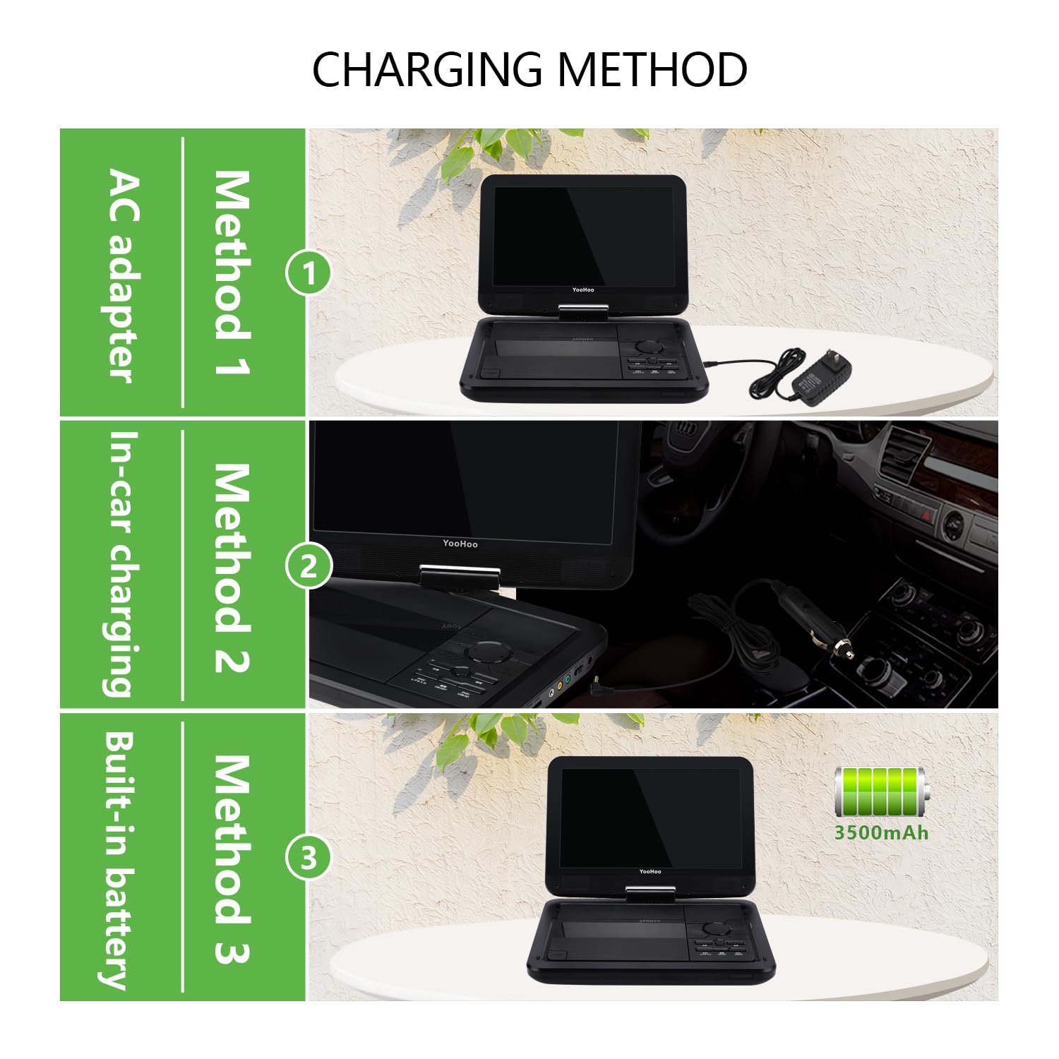 Amazon.co.jp: ポータブルDVDプレーヤー 12.5型YOOHOO車用10.5インチHD