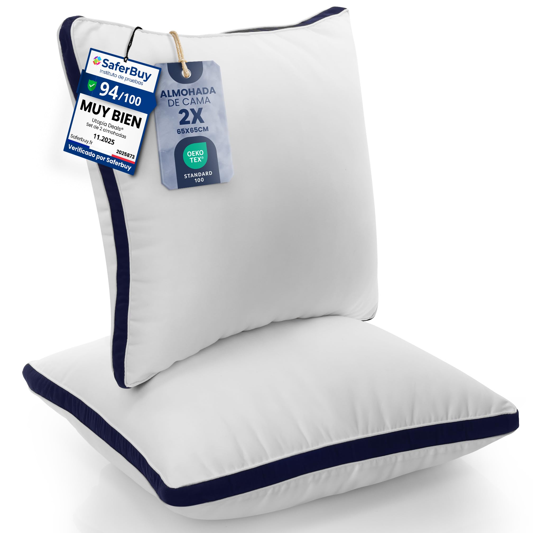 Utopia Bedding Almohadas (2 Unidades), 40 x 70 cm Tela de Microfibra con Relleno de poliéster 3D, Transpirable y Suave (Azul Marino) — view 13