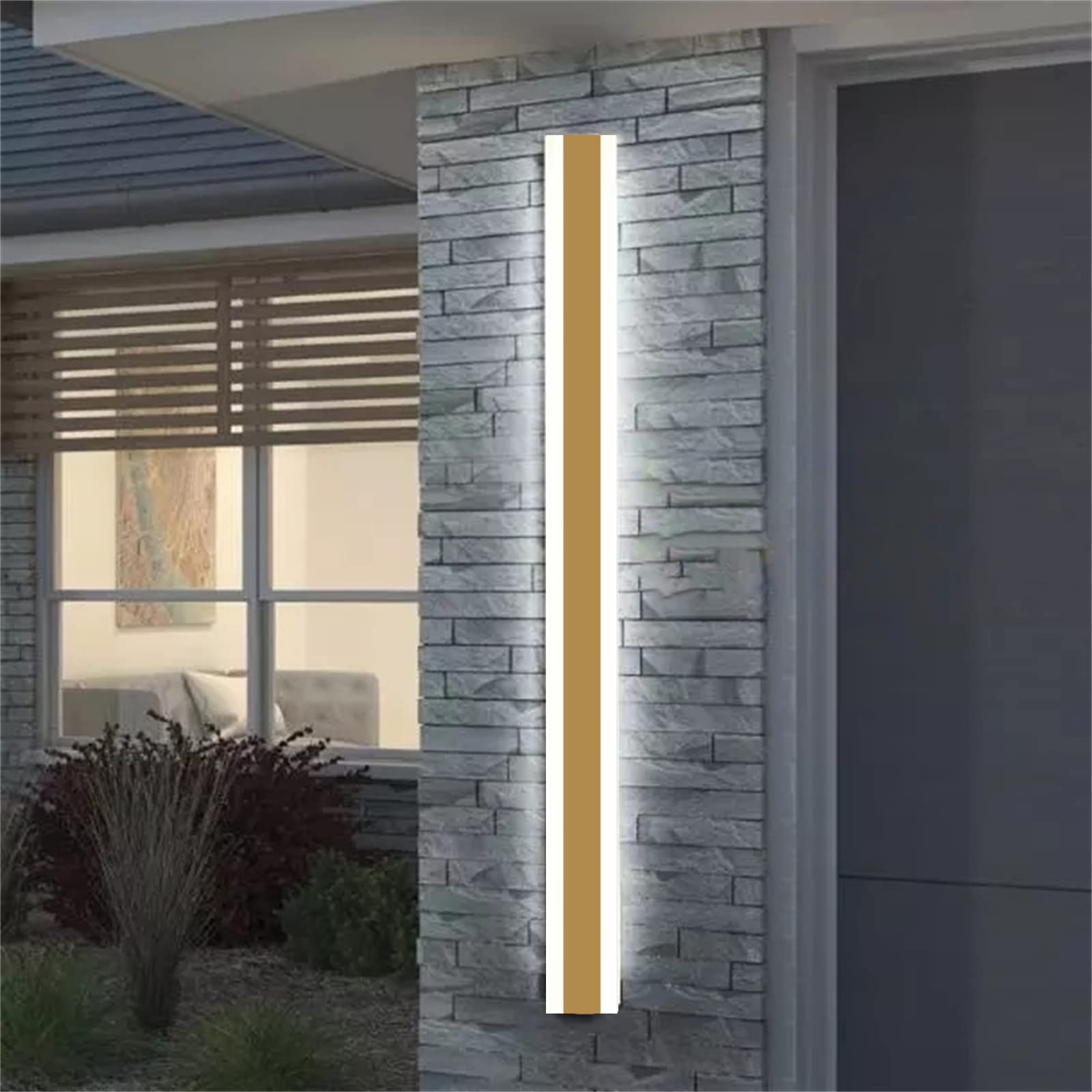 ISCBAFYX Kinkiety Zewnętrzne kinkiety LED ze złotą listwą kinkietową Kinkiet ścienny Długa Up IP65 na balkon w przedpokoju (40 cm 26 W)