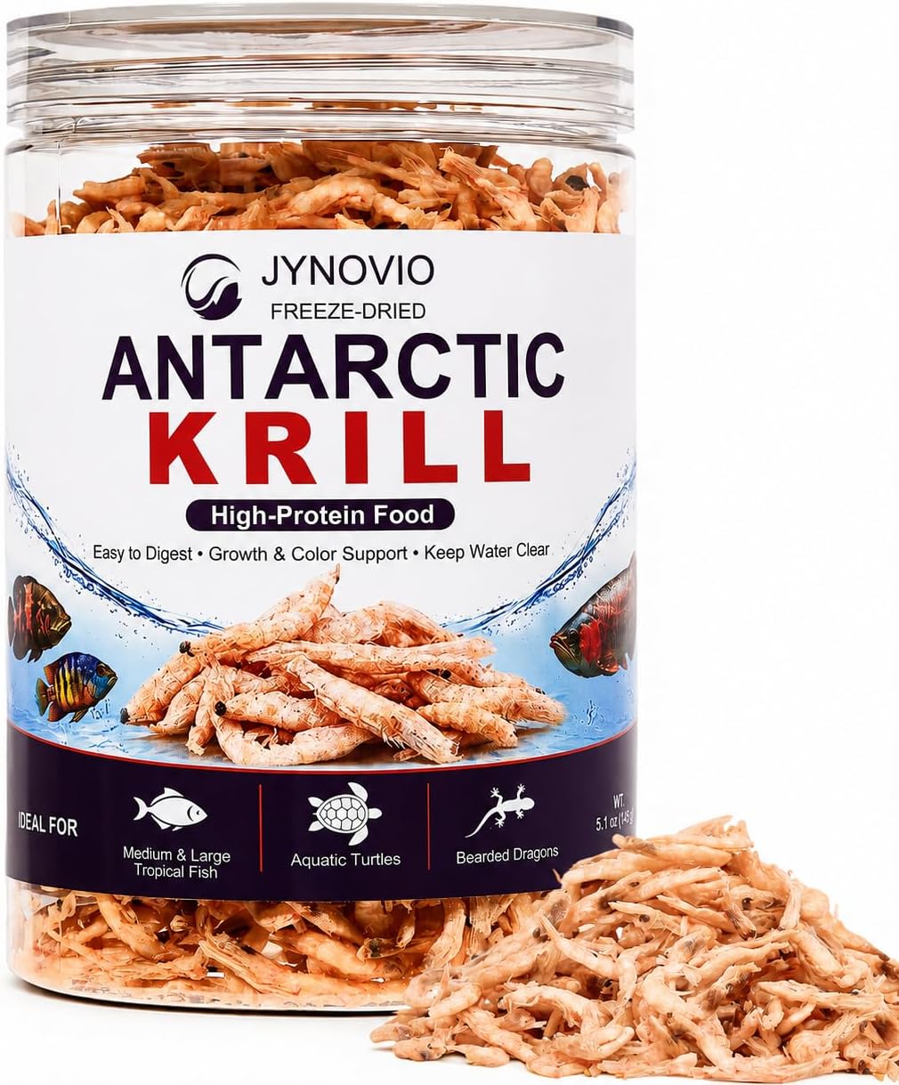 Freeze-Dried Antarctic Krill Fish Food, 72% Crude Protein, 5.1 oz