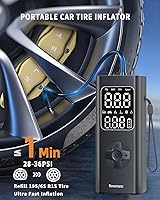 Vista 2 de Bomba de Aire para Neumáticos de Coche Compresor de Aire Portátil, Inflador de Neumáticos Inalámbrico de 150 PSI con Batería para Inflar/Cargar
