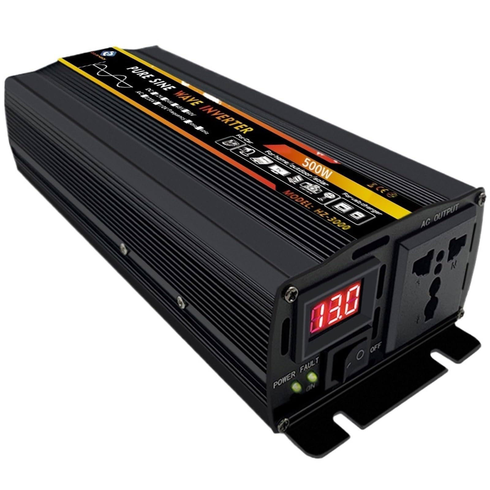Inverter a Onda sinusoidale Pura da 500 W a 3000 W Convertitore Multifunzione Solare da CC a CA,Protezione di Sicurezza Completa(500W)