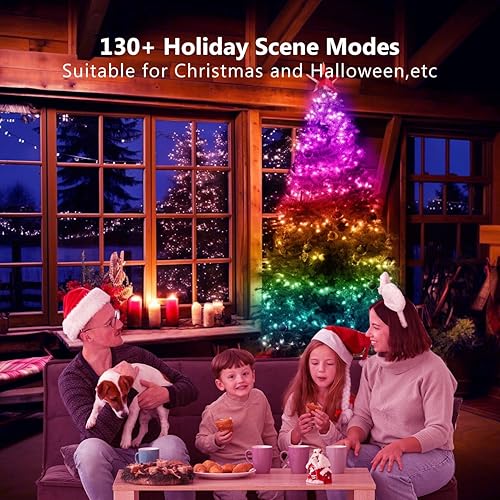 Miniatura 9 de dalattin Luces LED de 32.8 pies, luces de hadas inteligentes RGB IIC 100 LED, más de 130 modos de escena navideña, IP65 impermeable y sincronización