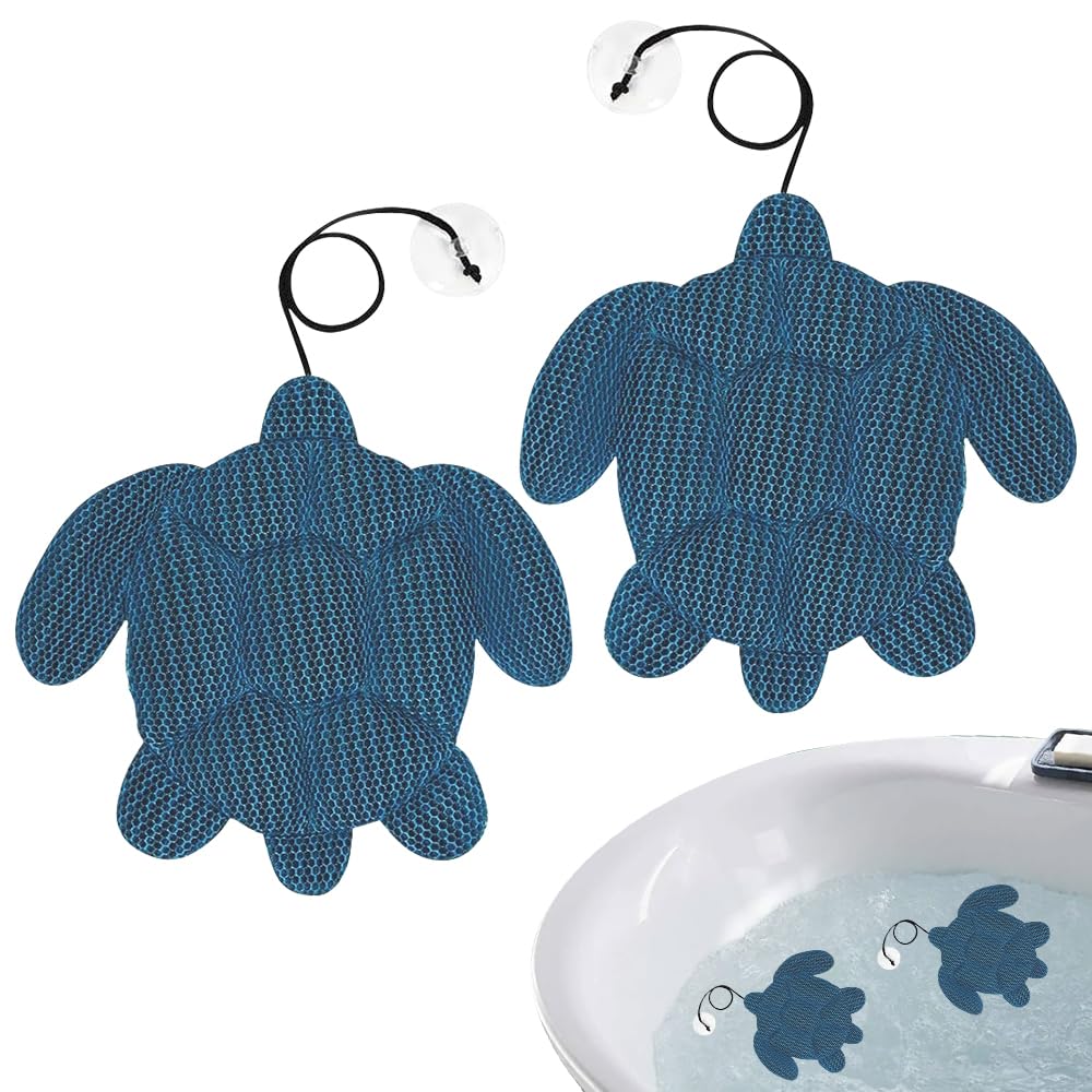RNPKZ 2 Pcs Hot Tub Scum Absorber Stars, 3D Honeycomb Mesh Oil Absorbing Sponges for Scum, Reusable Scum Balls Hot Tub, Eco-Friendly Hot Tub Accessories for Scum, Oil & Grease Removal (Sea Turtle)