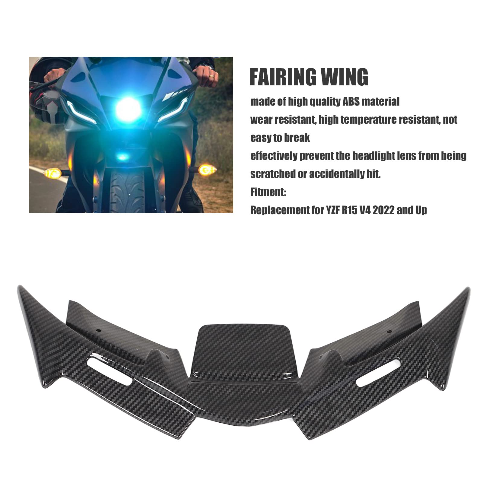 Yzf R15 Fairing YZF R15 V4 Front Winglet Carbon Fiber Front Fairing Wing For YZF R15 V4 ...