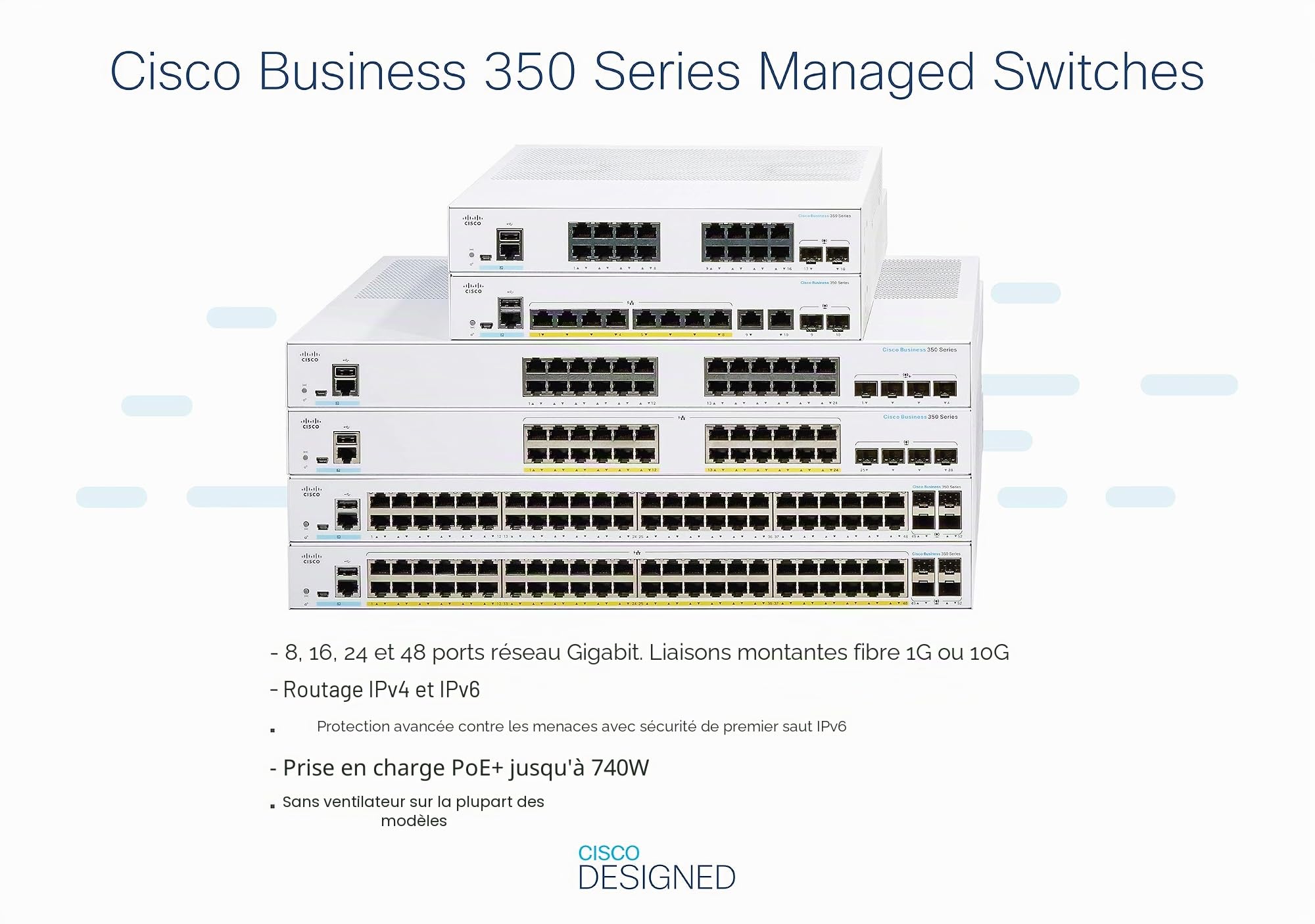 Commutateur administrable Cisco Business CBS350-24P-4G | 24 Ports GE | PoE | SFP 4 x 1G | Garantie limitée à Vie