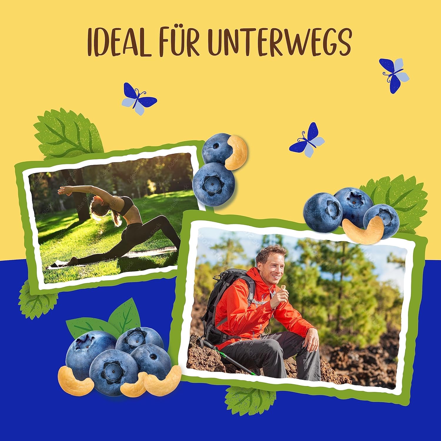 Allos Fruchtriegel Blaubeere | Bio Energieriegel | 25 x 40g | Mit Datteln & Cashews | vegan & glutenfrei | Snack für Schule, Pause & Sport