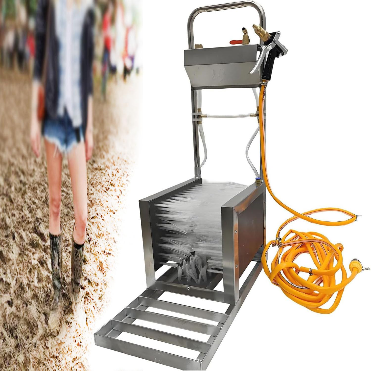 Lavador de botas de lluvia de acero inoxidable con sistema triple flujo premium