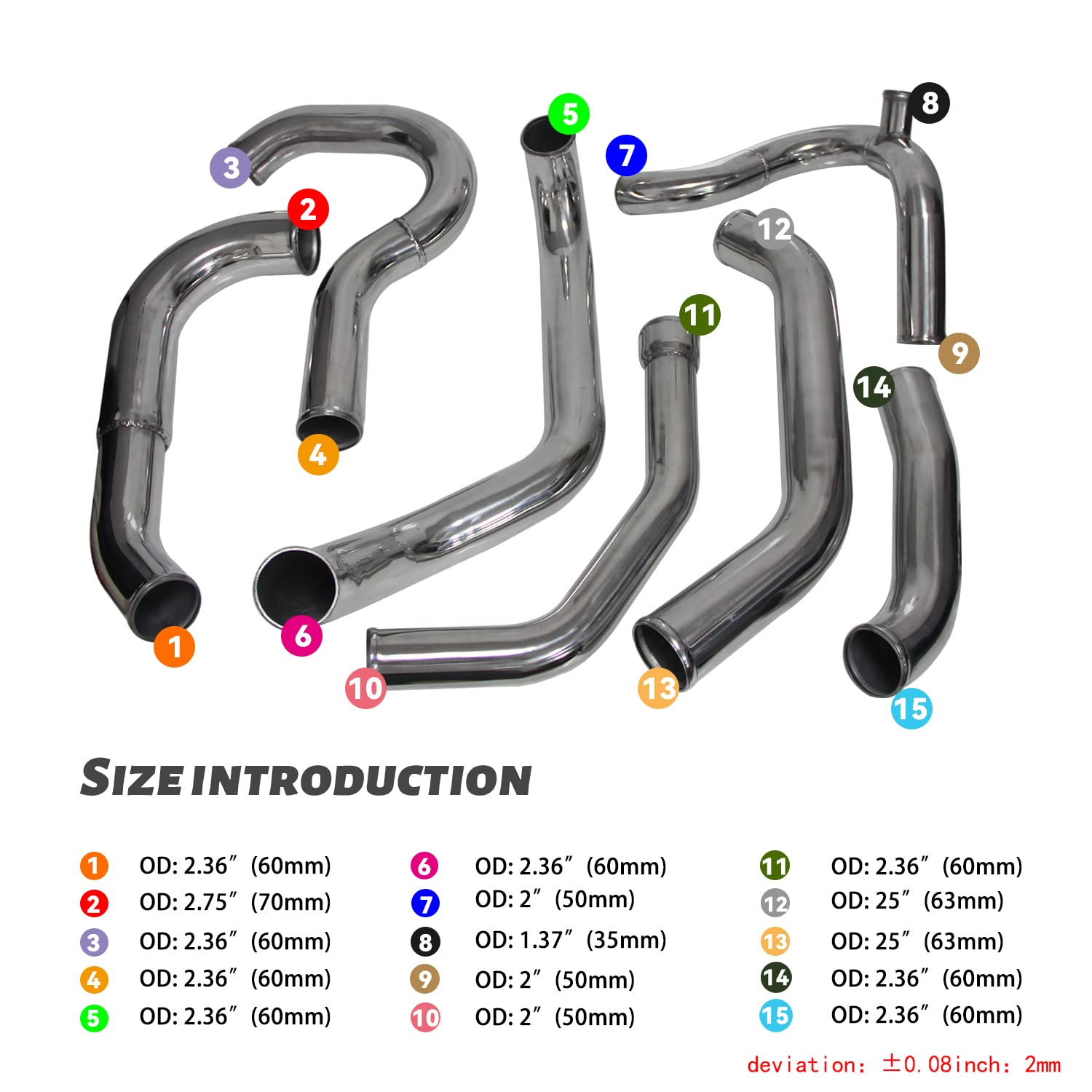 Amazon.com: PKSABB Turbo Aluminum Intercooler Piping Hose Kit for