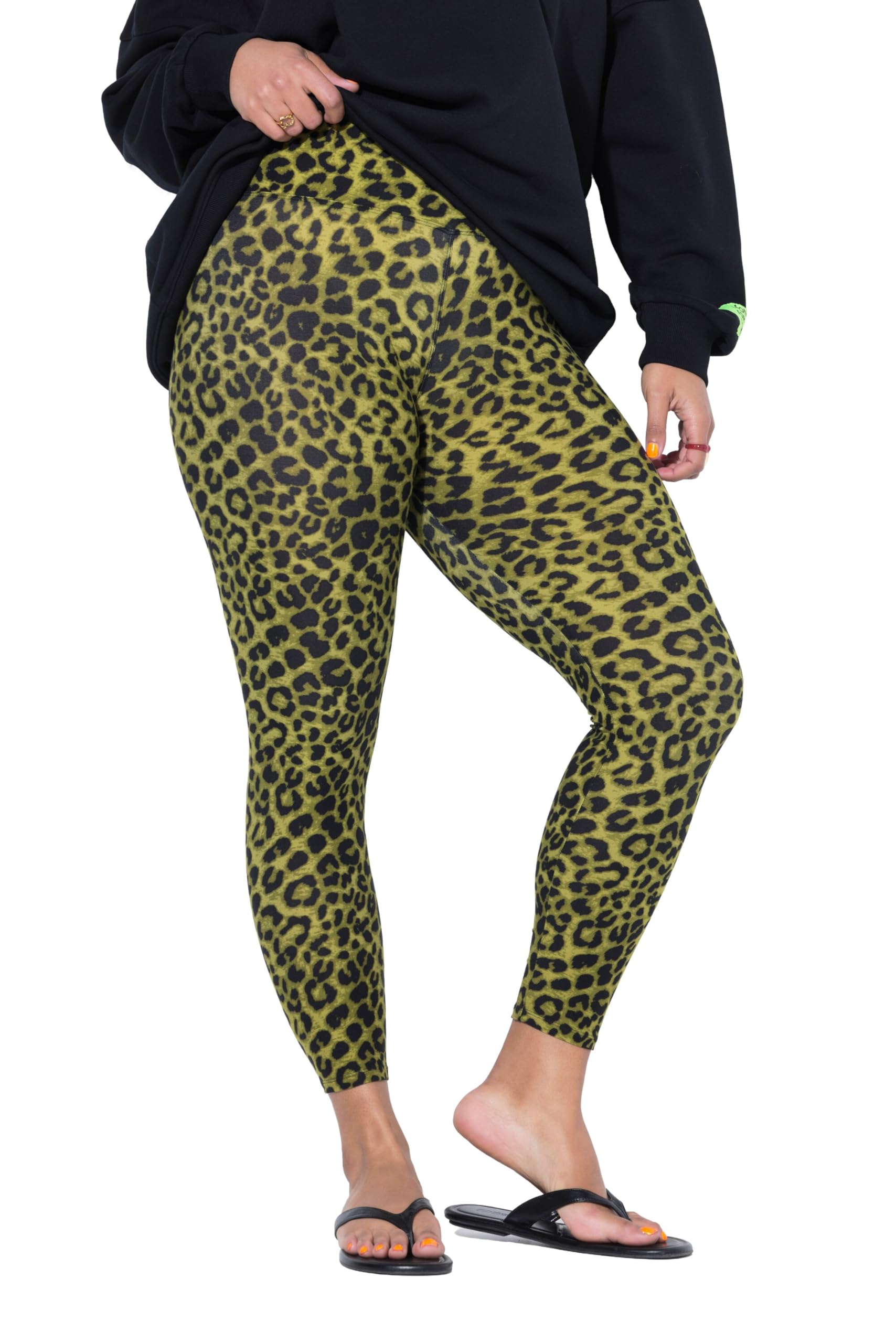 Studio Untold Damen große Größen Übergrößen Plus Size Leggings, Tight Shape, Leoprint 836207
