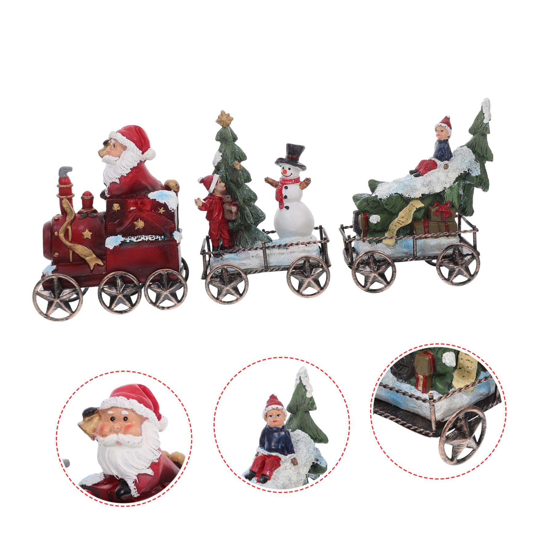 3 Piezas Decoraciones Navideñas Tren De Escritorio De Resina Juego De Decoración De Mesa Adorno De Tren Decoración Festiva De Escritorio para Fiestas Navideñas