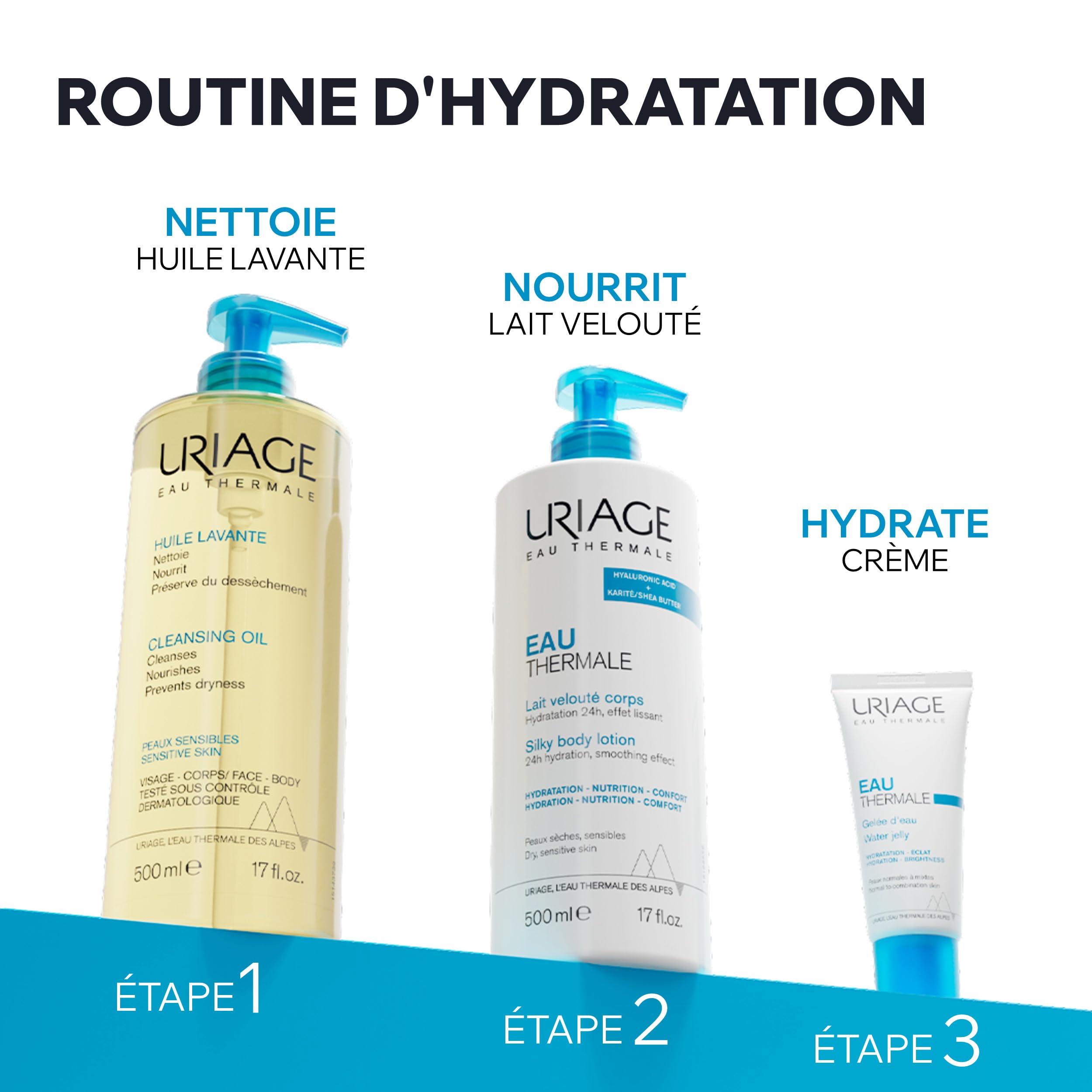 Uriage Huile de Douche 50ml - Nettoyant Visage et Corps - Peaux Sèches et Sensibles - Nettoie, Nourrit, Prévient le Dessèchement - 25% de Glycérine, Agents Extra-Riches - pH Physiologique - Sans Savon