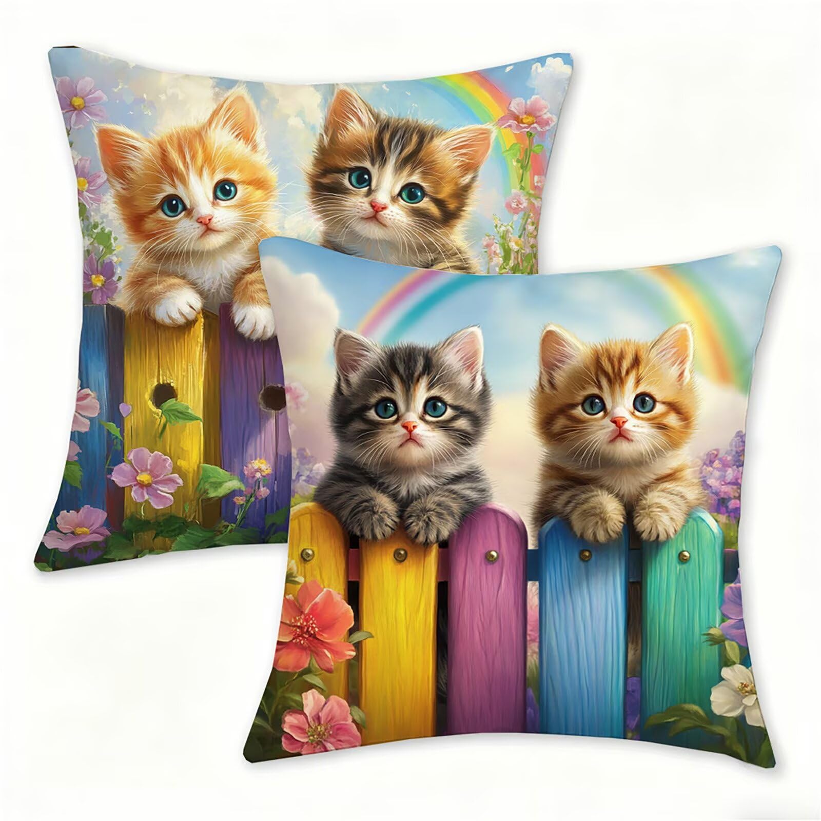 Taie oreiller velours 65x65 chat avec fermeture éclair invisible résistante