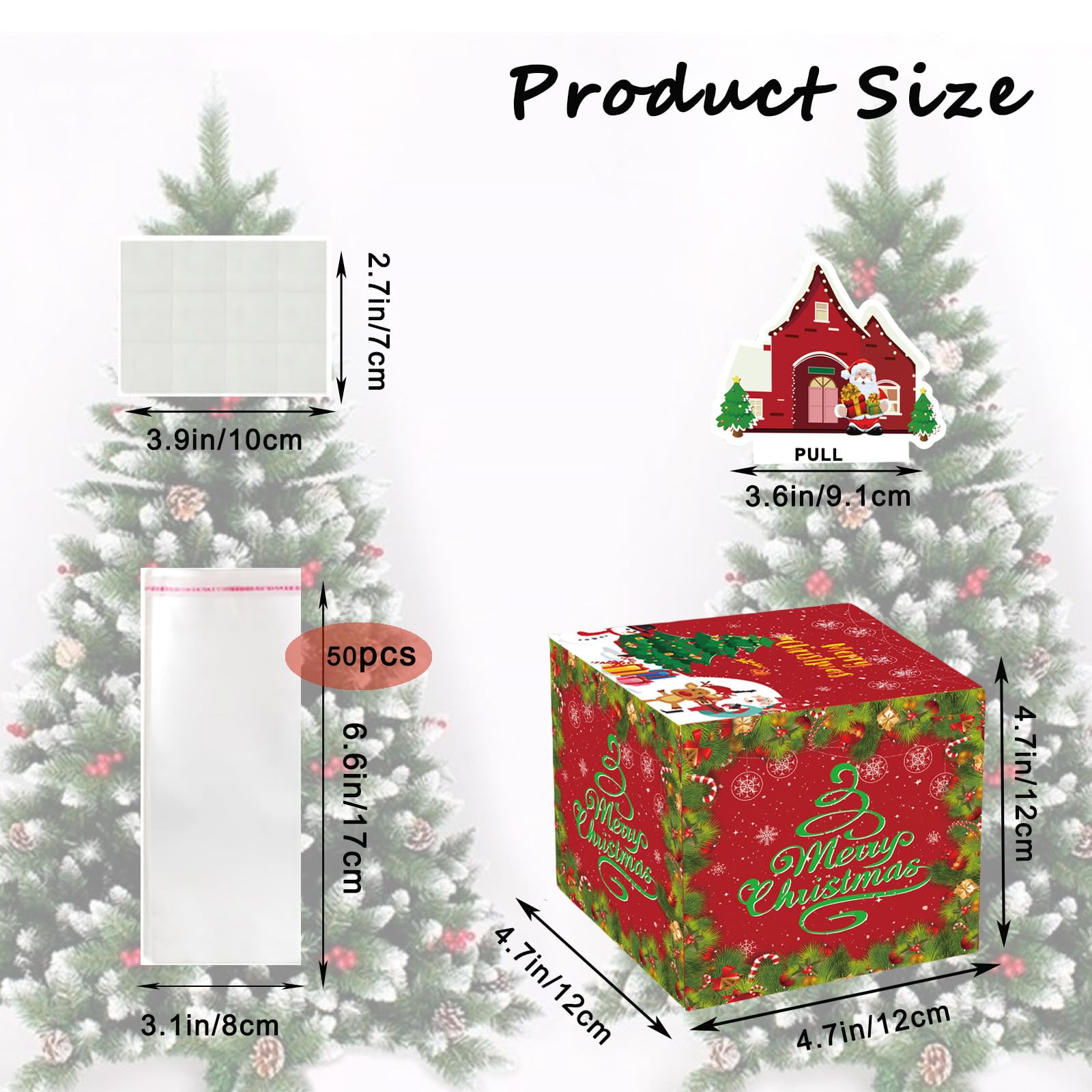 Christmas Money Pull Box,Christmas Money Gift Box Pull Surprise Money Pull Pouch for Kids/Adult,Xmas Money Box for Cash,Money Cake Pull out Cash with Xmas Card and 50P Bags,Money Reveal Box Xmas Party - Image 2