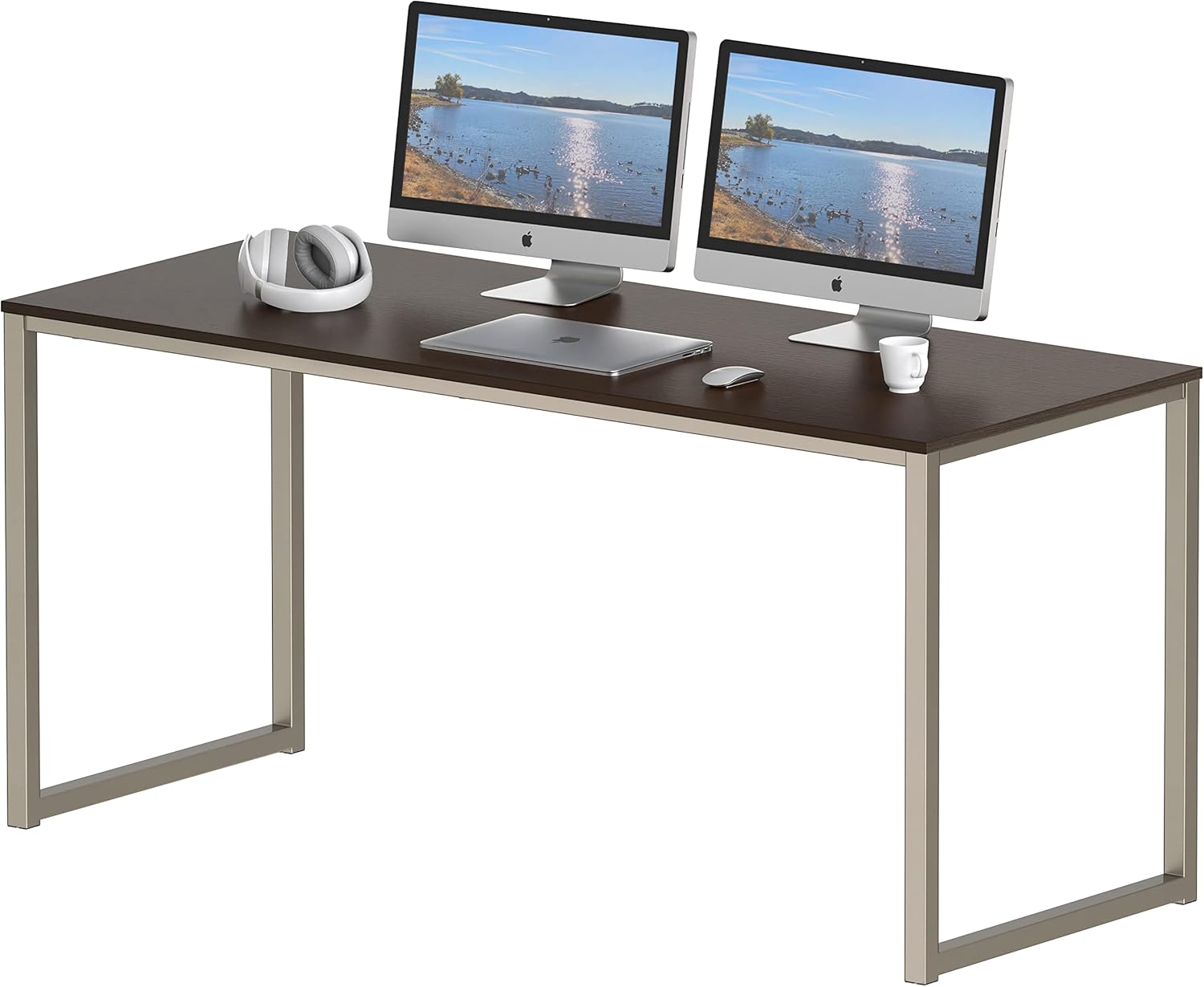 SHW Home Office 55Inch Computer Desk, 24" Deep, Espresso