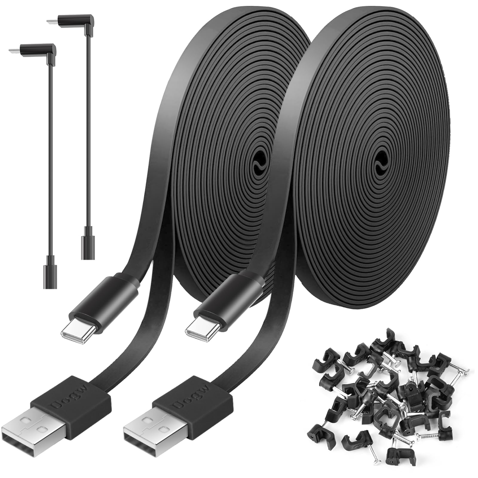 2 Pack 25FT Power Extension Cable Compatible with Wyze Cam V4,Wyze Cam v3,Wyze Cam Pan,WYZE Cam OG,NestCam Indoor,Blink,Amazon Cloud Camera,USB to Micro USB Durable Charging and Data Sync Cord(Black)