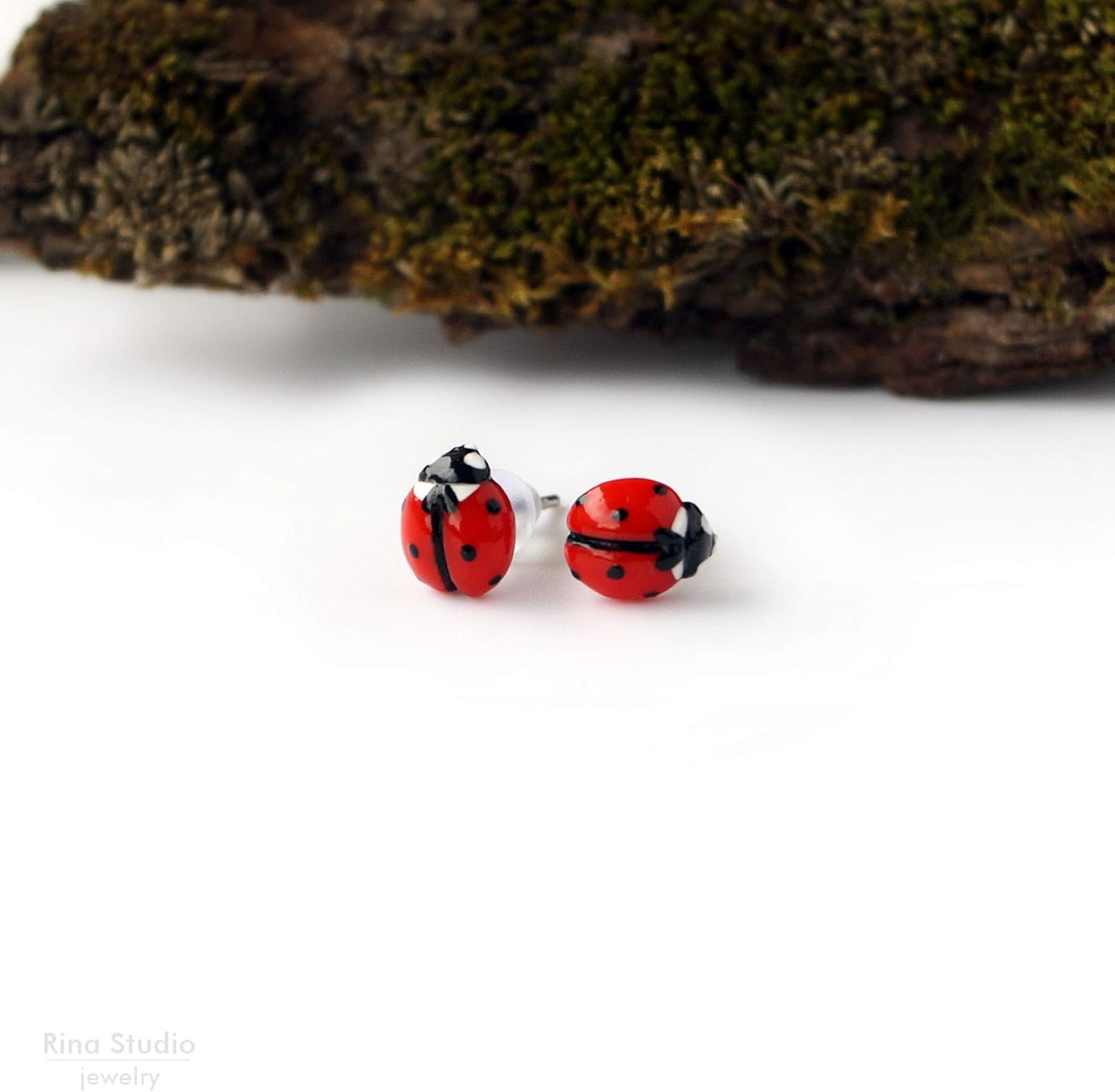 Ladybug Tiny Stud Earrings Red Miniature Stainless Steel Posts Petite Minimalist Nature Jewelry Delicate Insect Accessory