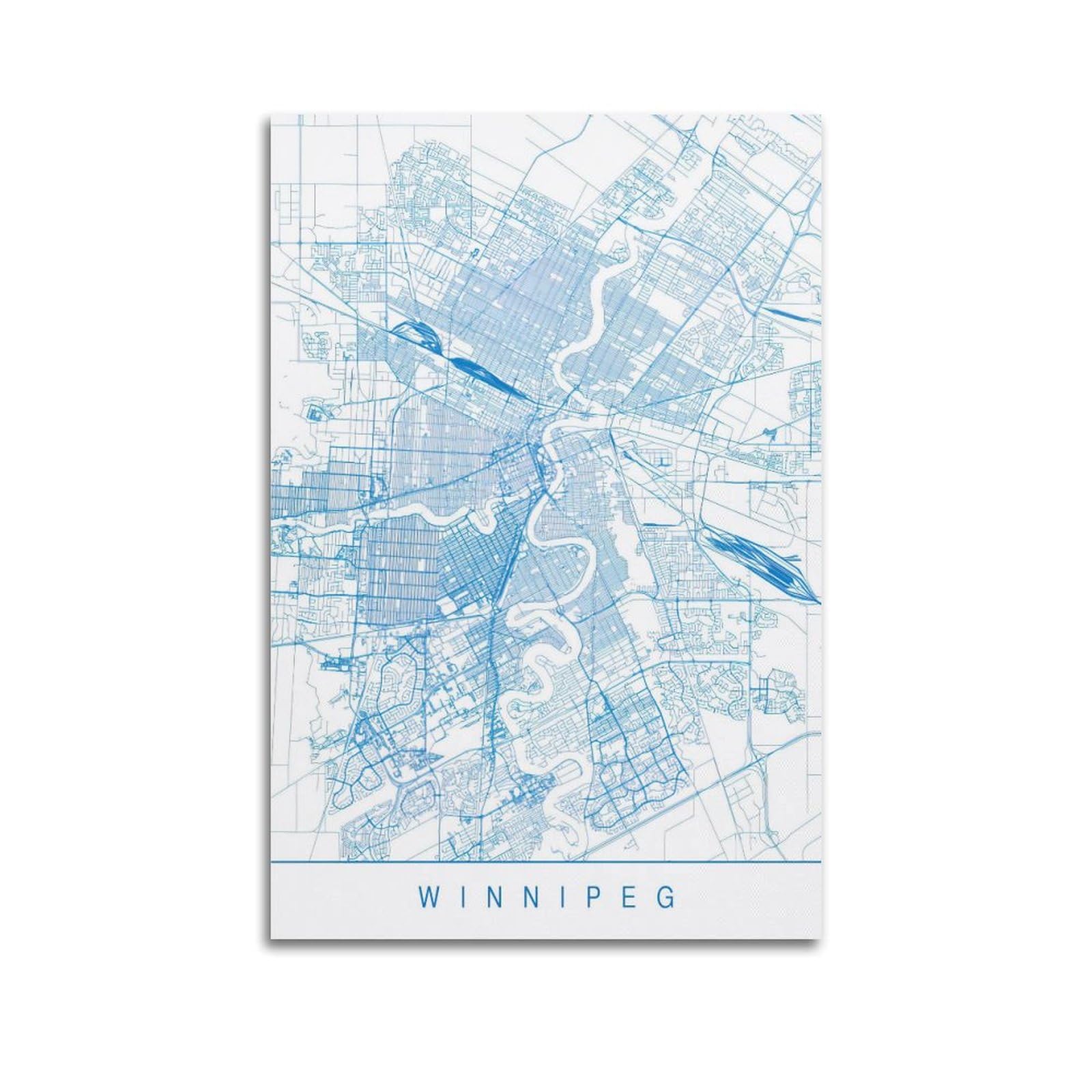 Bpqn Unframe-Style Vintage Minimalist Map Poster Canada Manitoba Winnipeg Decorative Painting Canvas Art Picture 12X18inch(30X45cm)