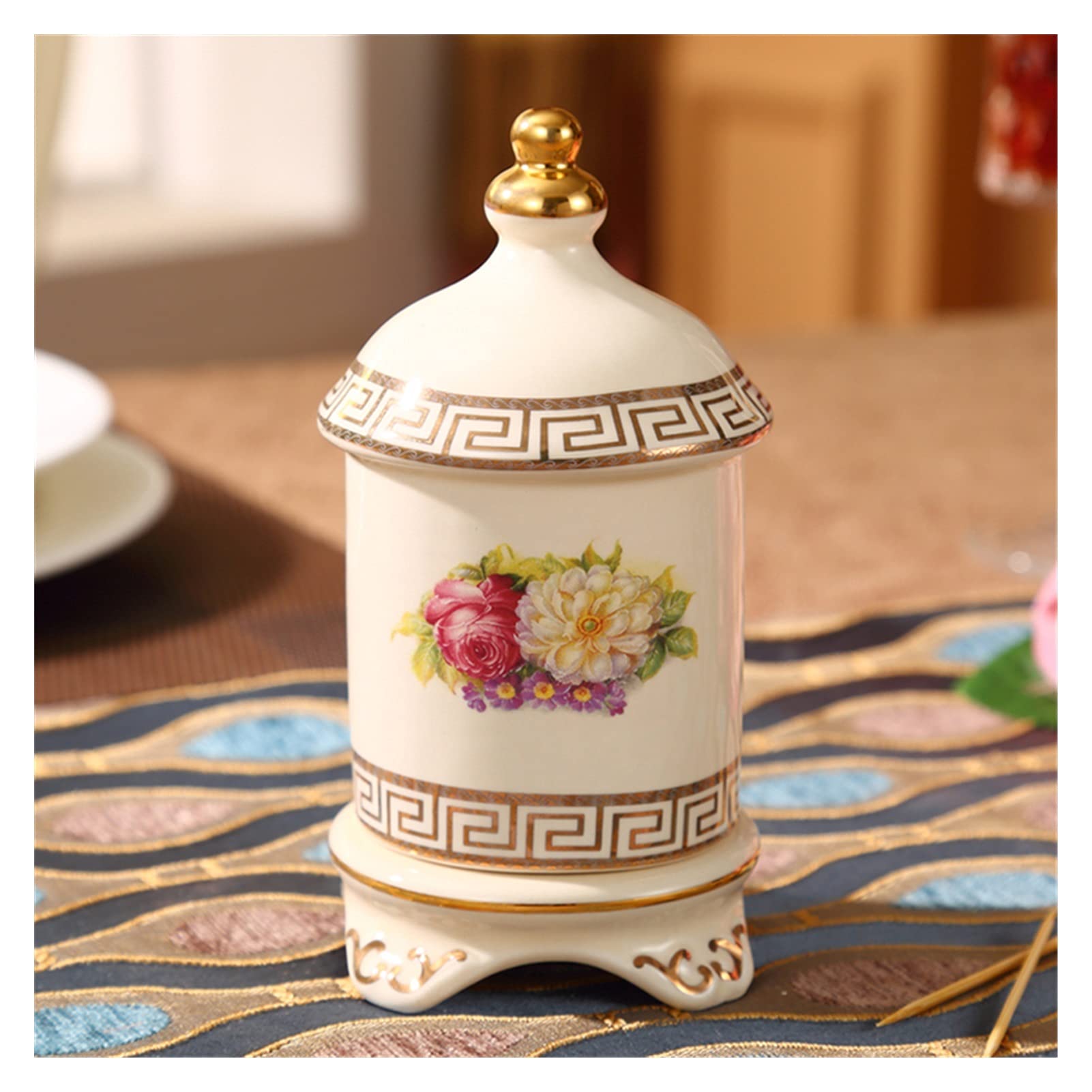 GHKsdgET toothpick holder, Vintage Portable Toothpick Holder - Stylish Cotton Swab Storage Box for Home & Living Room