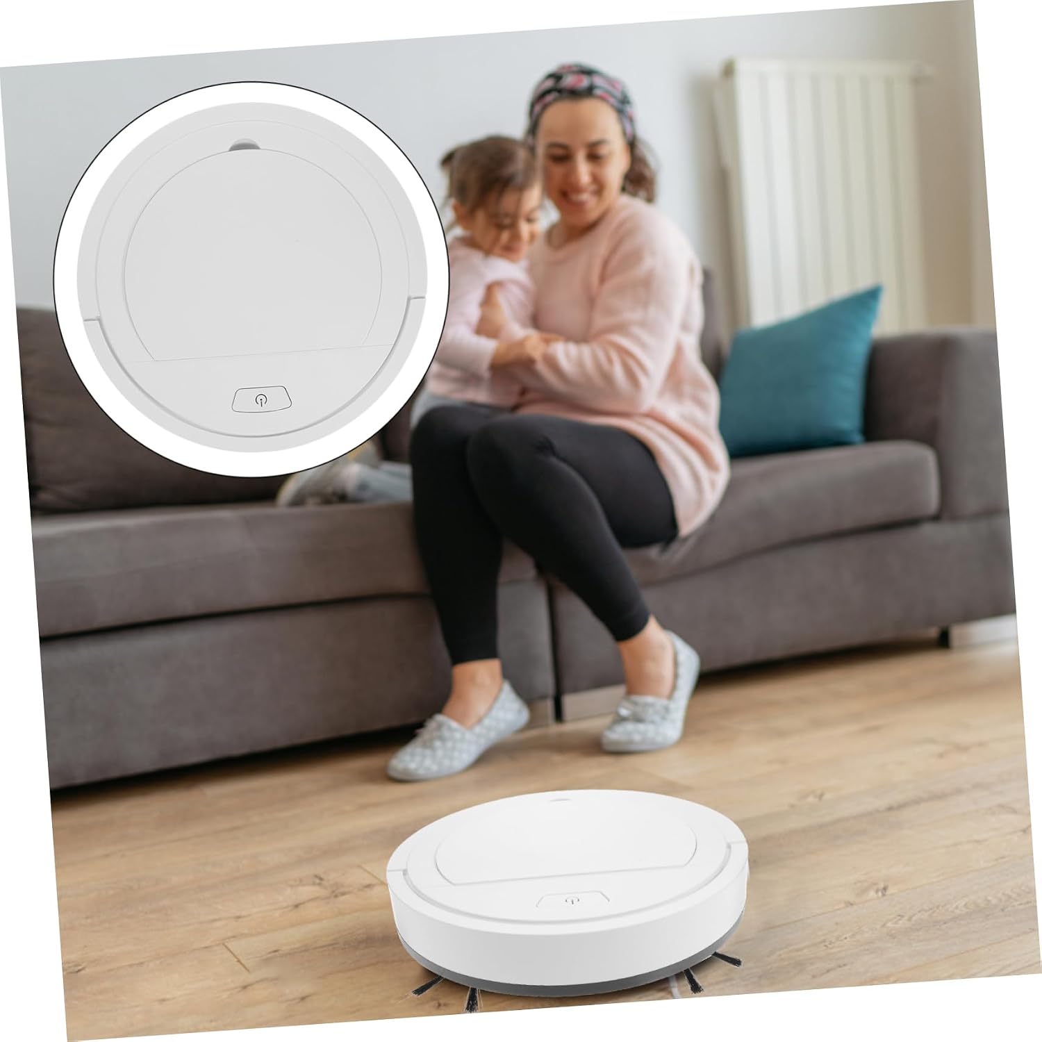 Levemolo Smart USB Floor Mopping Home Machine with Strong Suction Suitable for Carpets and Hard Floors Easy to Use for All Ages White