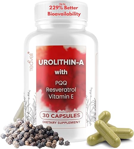 Suplemento avanzado de urolitina A (15 porciones) y células madre con 500 mg de urolitina A, resveratrol, PQQ, vitamina E y bioperina  Apoya NAD+,