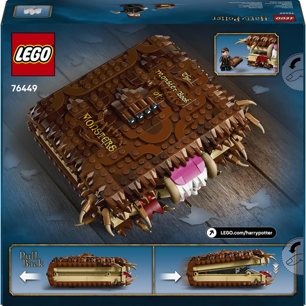 LEGO Harry Potter Potworna księga potworów z zębami 76449 | księga do zbudowania, zestaw z figurkami, prezent dla fana Harry’ego Pottera 9+, 518 elementów