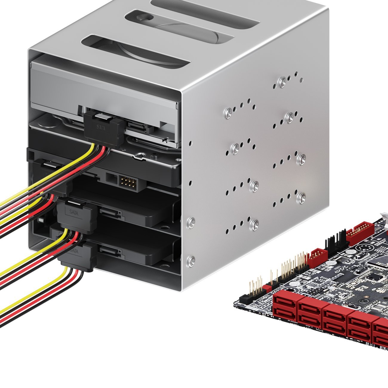 deleyCON 0,15m zasilacz S-ATA Adapter Y - 1x gniazdo SATA na 4x wtyk SATA kątowy - Wewnętrzny dysk twardy SSD Kabel zasilający - Zasilanie do 4 urządzeń
