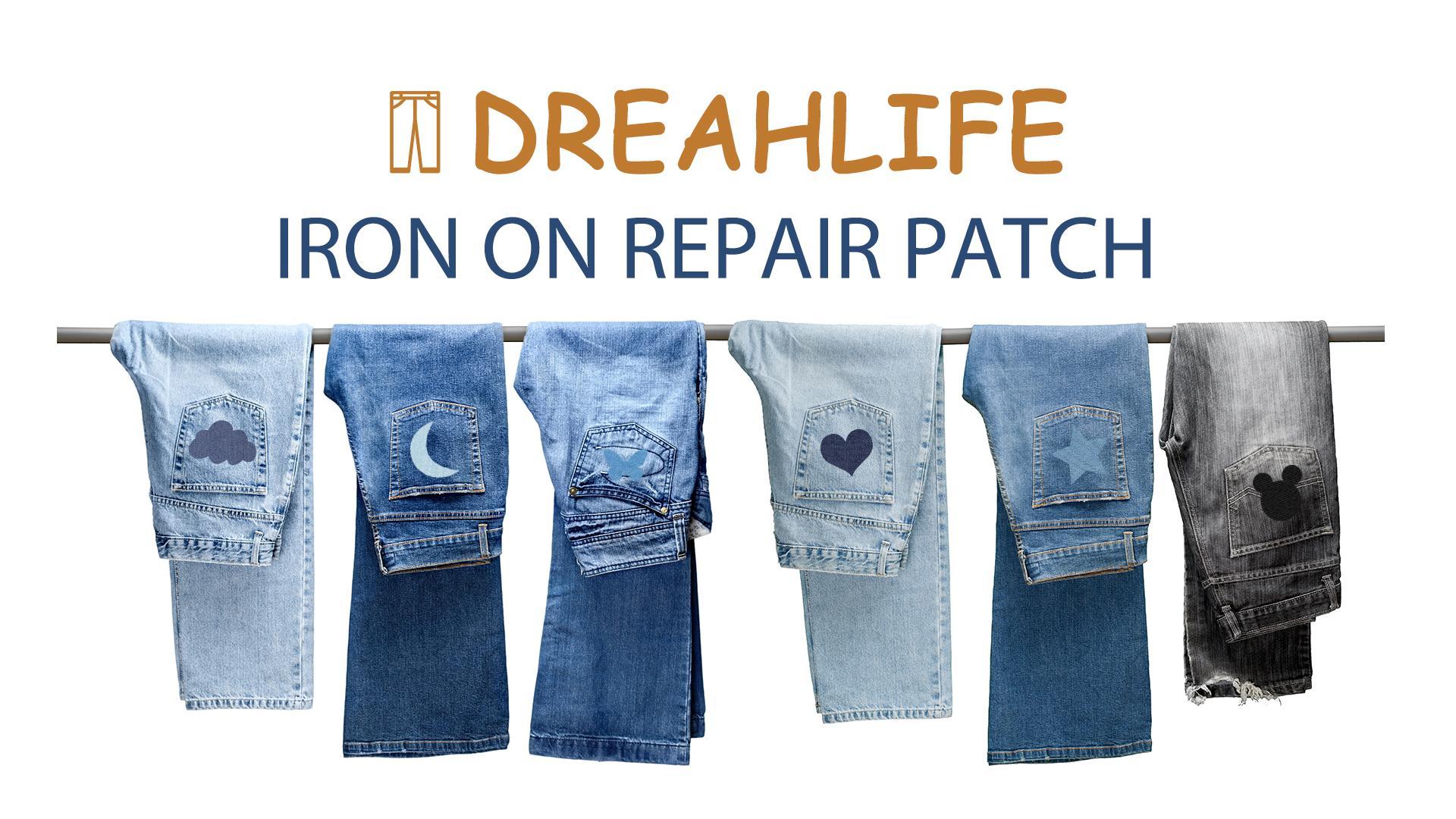 Nseamera 24-Pack Iron-On Denim Repair Patches - 6 Colors, Stretch Elastic For Jeans & Clothing