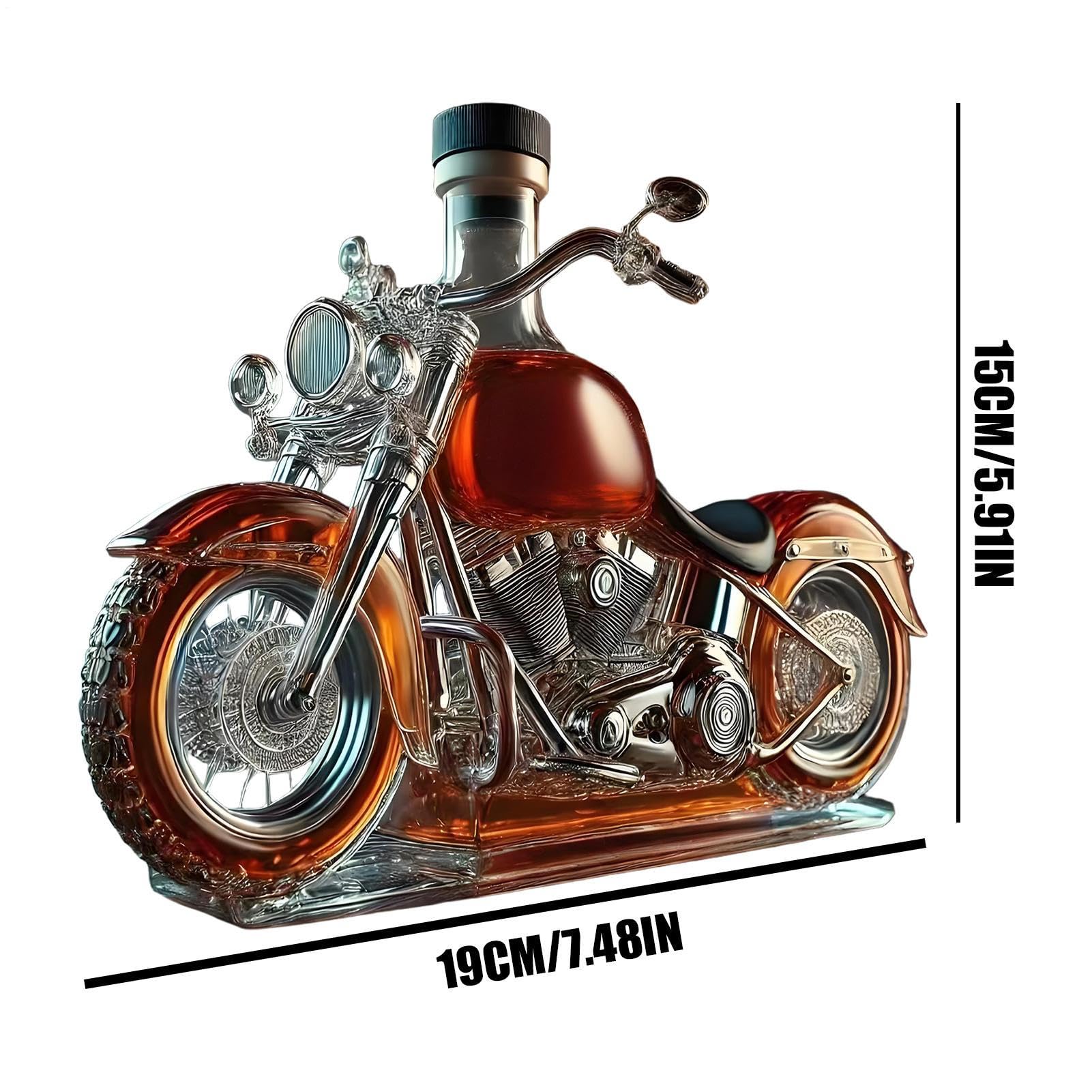 Butelka na whiskey w kształcie motocykla | Szklana karafka z motywem motocykla - karafka do wina - na urodziny, dla taty, mężczyzn, kobiet, dorosłych, alkohol, koktajl, Boże Narodzenie