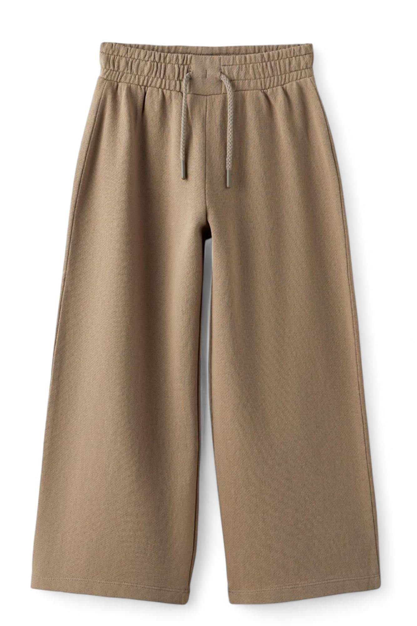 Girls Mid Rise Solid Cotton Wide Leg Trackpant | French Terry Fabric | Relaxed Fit