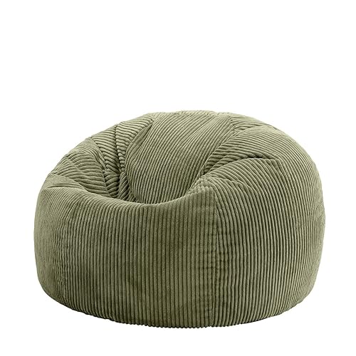 icon Kingston Cord Bean Bag, Sage Green, Large Adult Bean Bag Chair with Filling Included, Comfy Chair, Living Room Furniture, Bedroom Furniture - Sage Green - Bean Bag