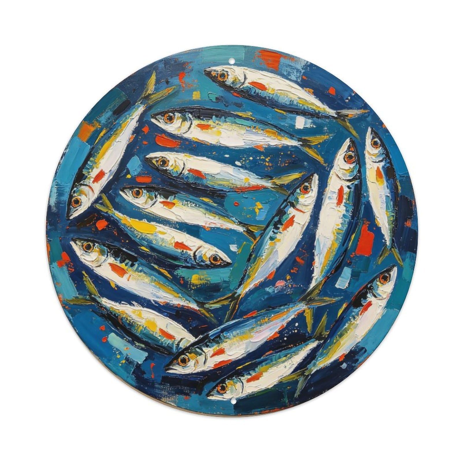 Abstract Expressionist Sardine Metal Tin Sign Plaque