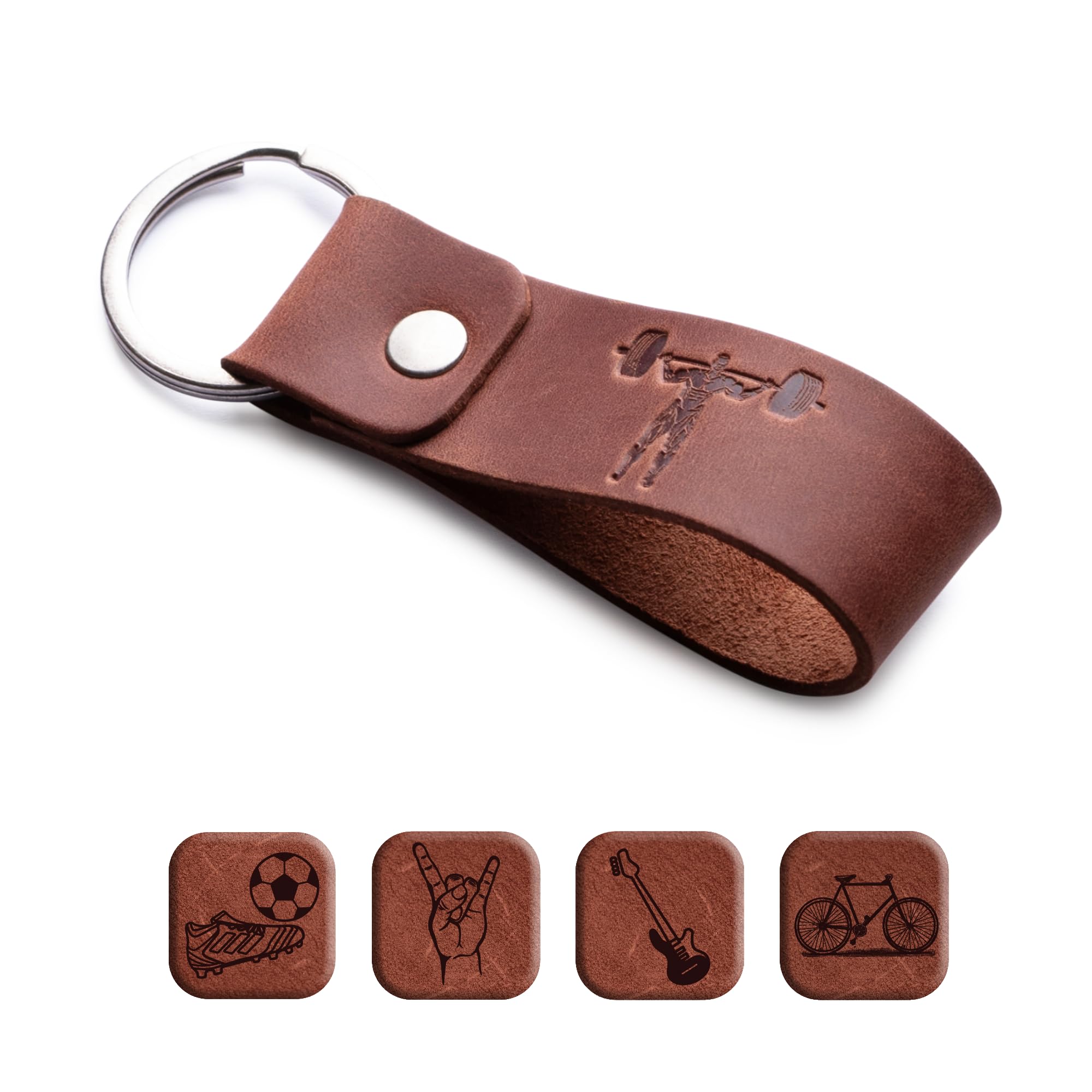 MAGOR Leather Keychain Favorite for Men, Keyring Gift for Women & Men, Birthday & Anniversary, Full Cow Leather (Sport)