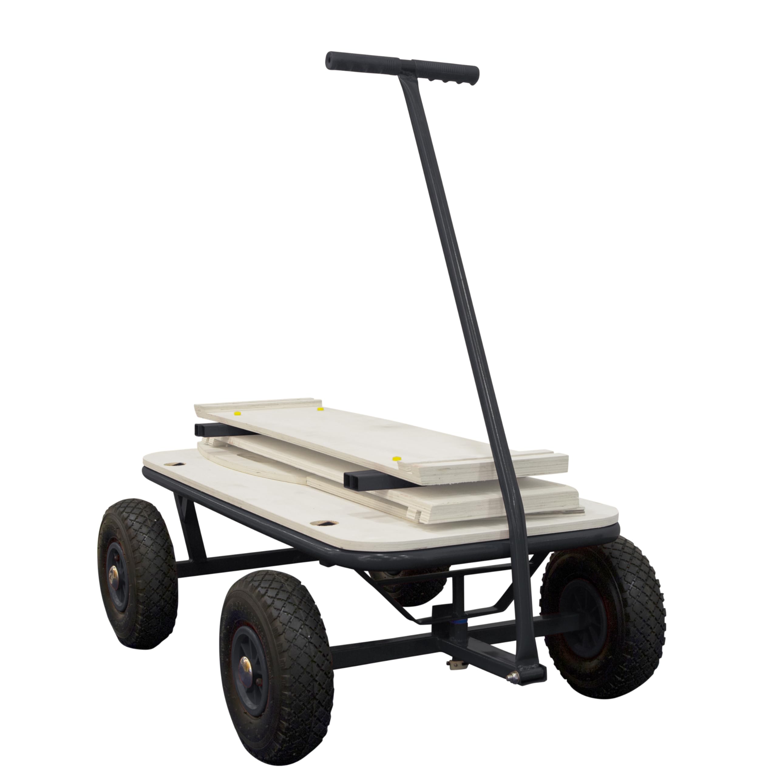 Sunny Billy Beach Wagon Bollerwagen in Anthrazit | Handwagen aus Holz mit Luftreifen | Belastbar bis 100 kg | 94x61x97cm