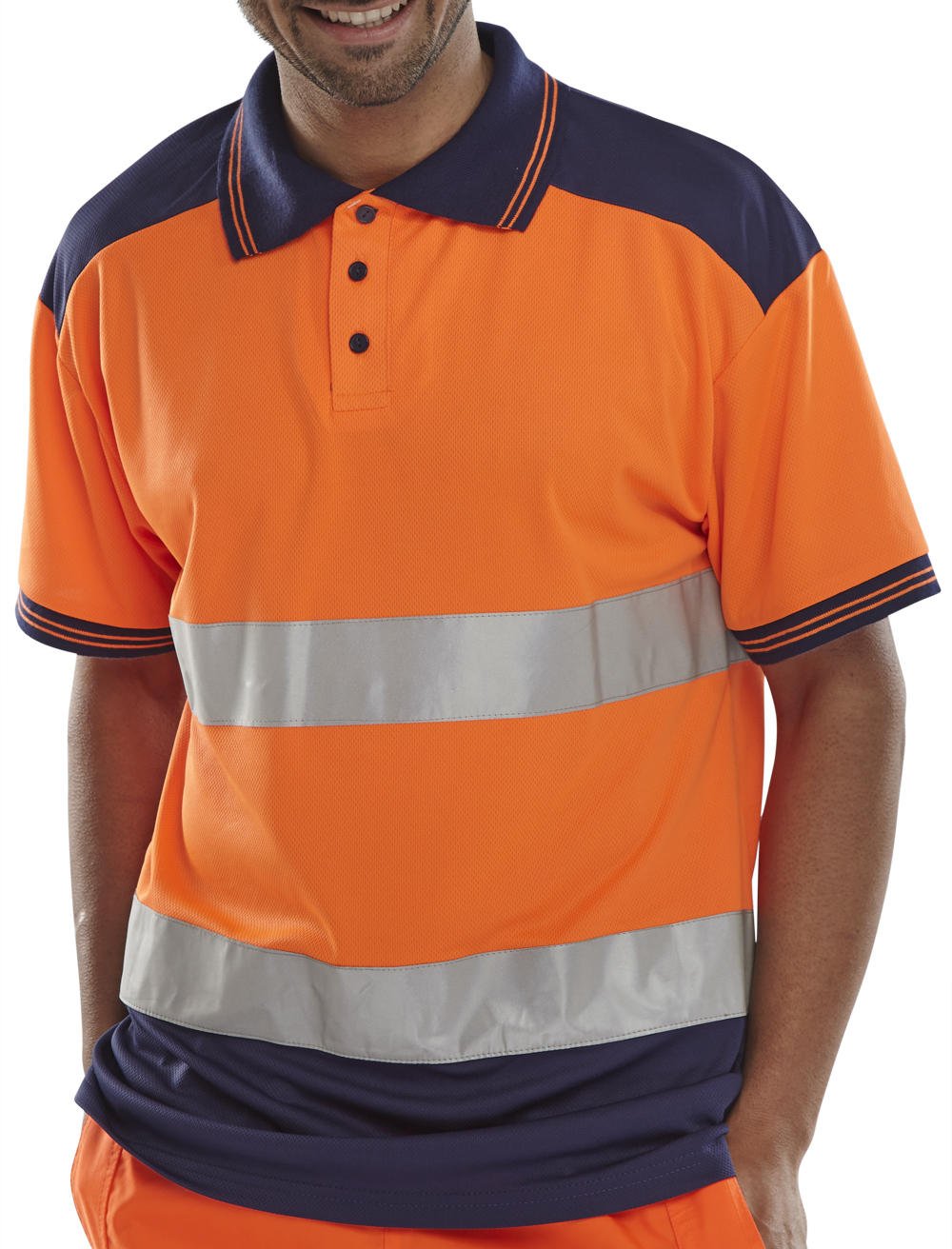 Beeswift Orange Pk Shirt Two Tone / Navy - Large
