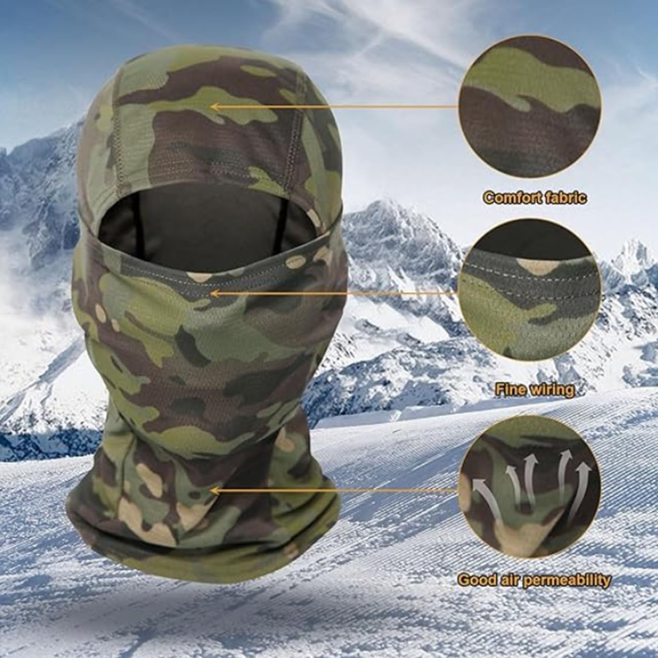 Pasamontañas Bicicleta, Mascarilla Pasamontañas Táctico de Camuflaje Balaclava para Cabeza Al Aire Libre Casco de Motocicleta Ciclismo Esquí Deportes Camuflaje