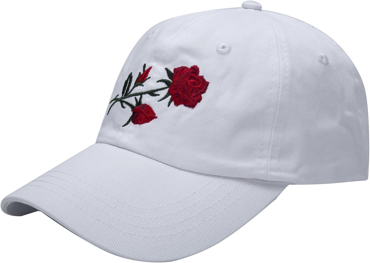 Big Rose Embroidery Dad Hat Baseball Caps (white)
