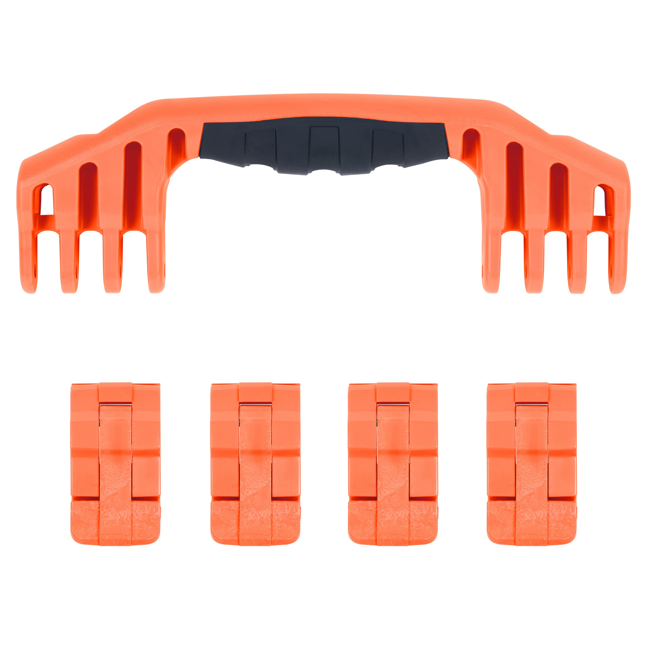 Pelican 1600 Replacement Handle & Latch Set by ColorCase - Orange Handles & Double Throw Latches