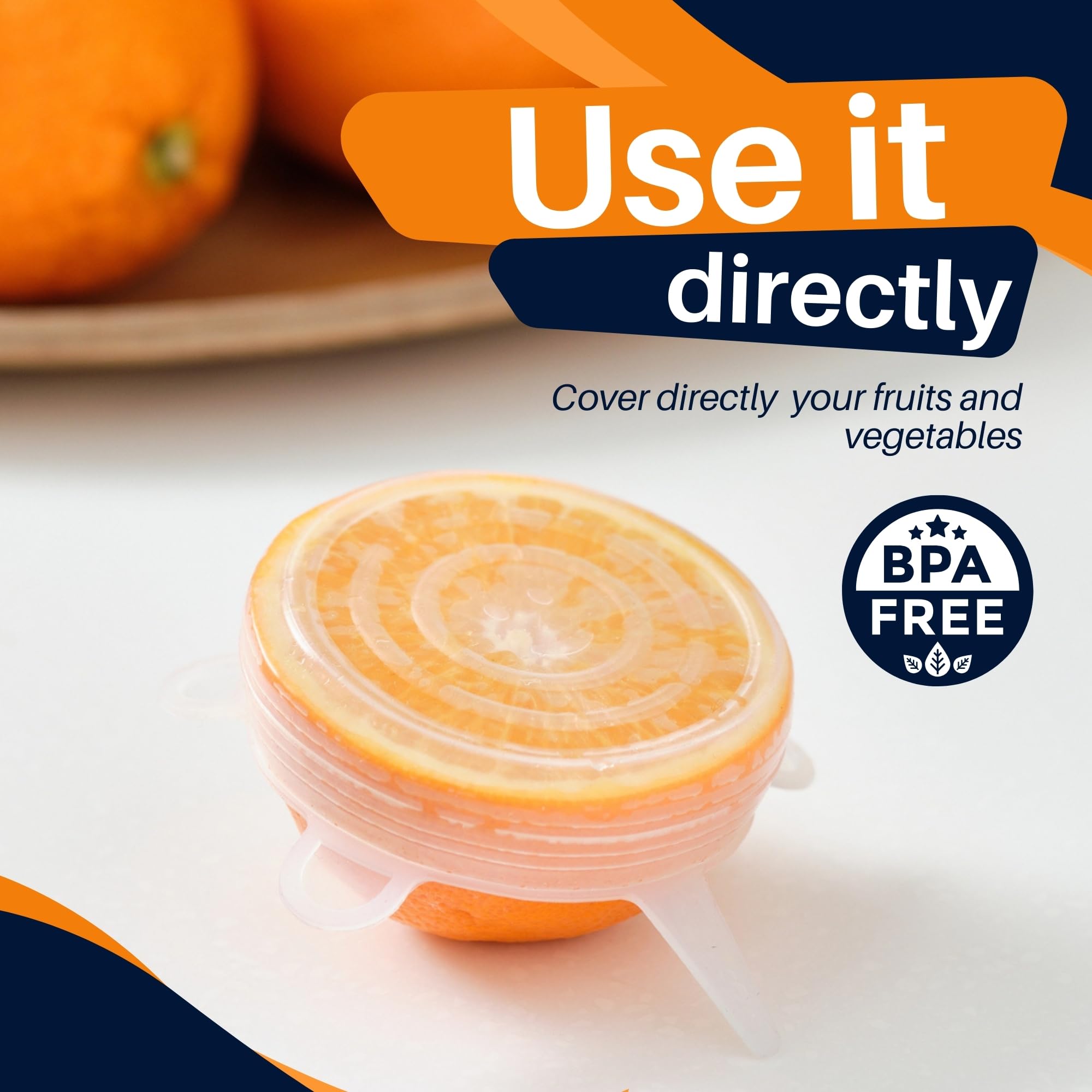 FUSIONOVA 6pcs Reusable Silicone Stretch Lids - Reusable Lids for Bowls - Stretchable Silicone Lids - Reusable Stretch Wrap - Silicone Lids for Food Storage - Reusable Food Wrap - Reusable Bowl Covers 3