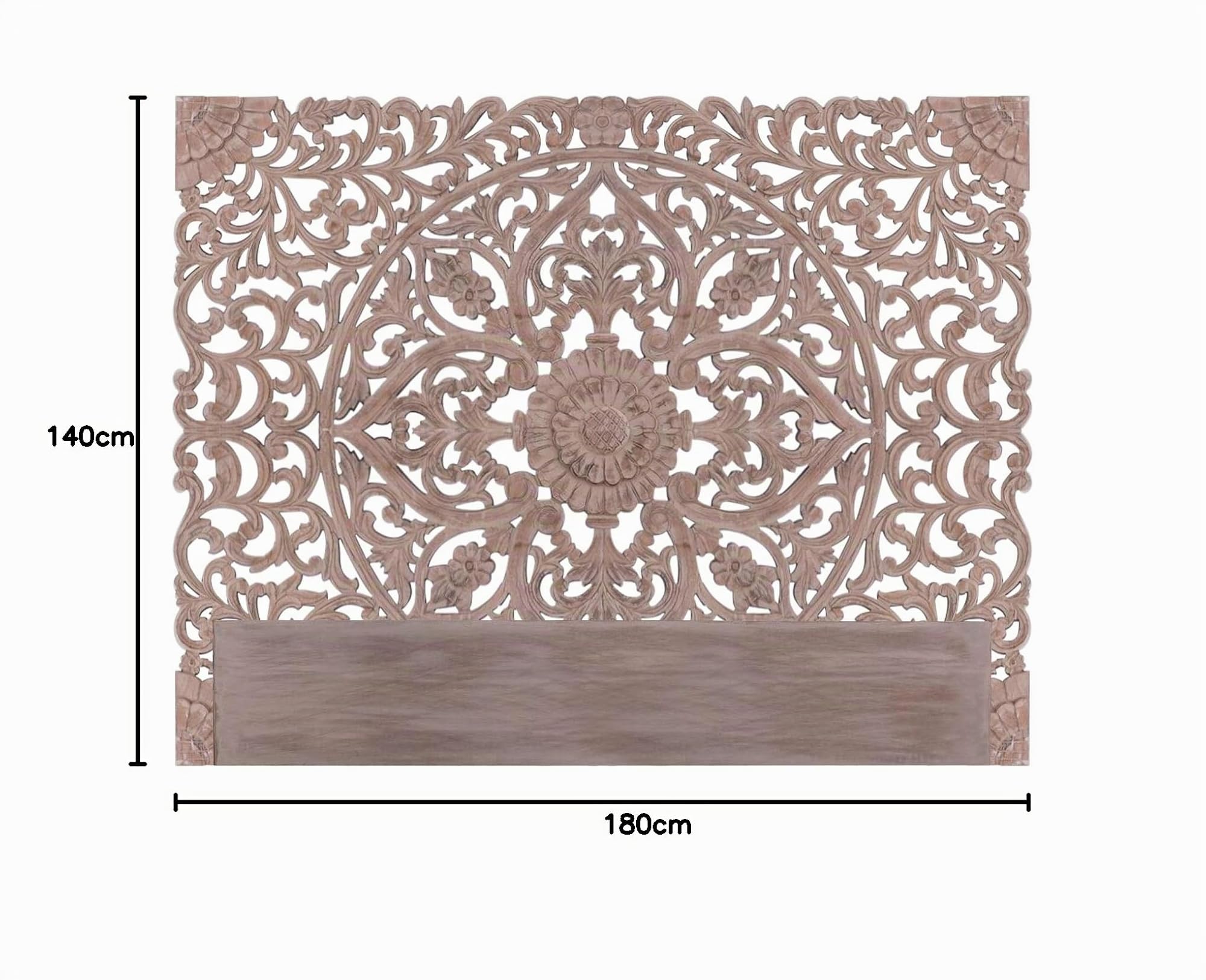 Menzzo Tête de Lit Sculptée Design Chic 180 cm en Bois Sculpté Marron – Décoration Murale Élégante pour Lit King Size