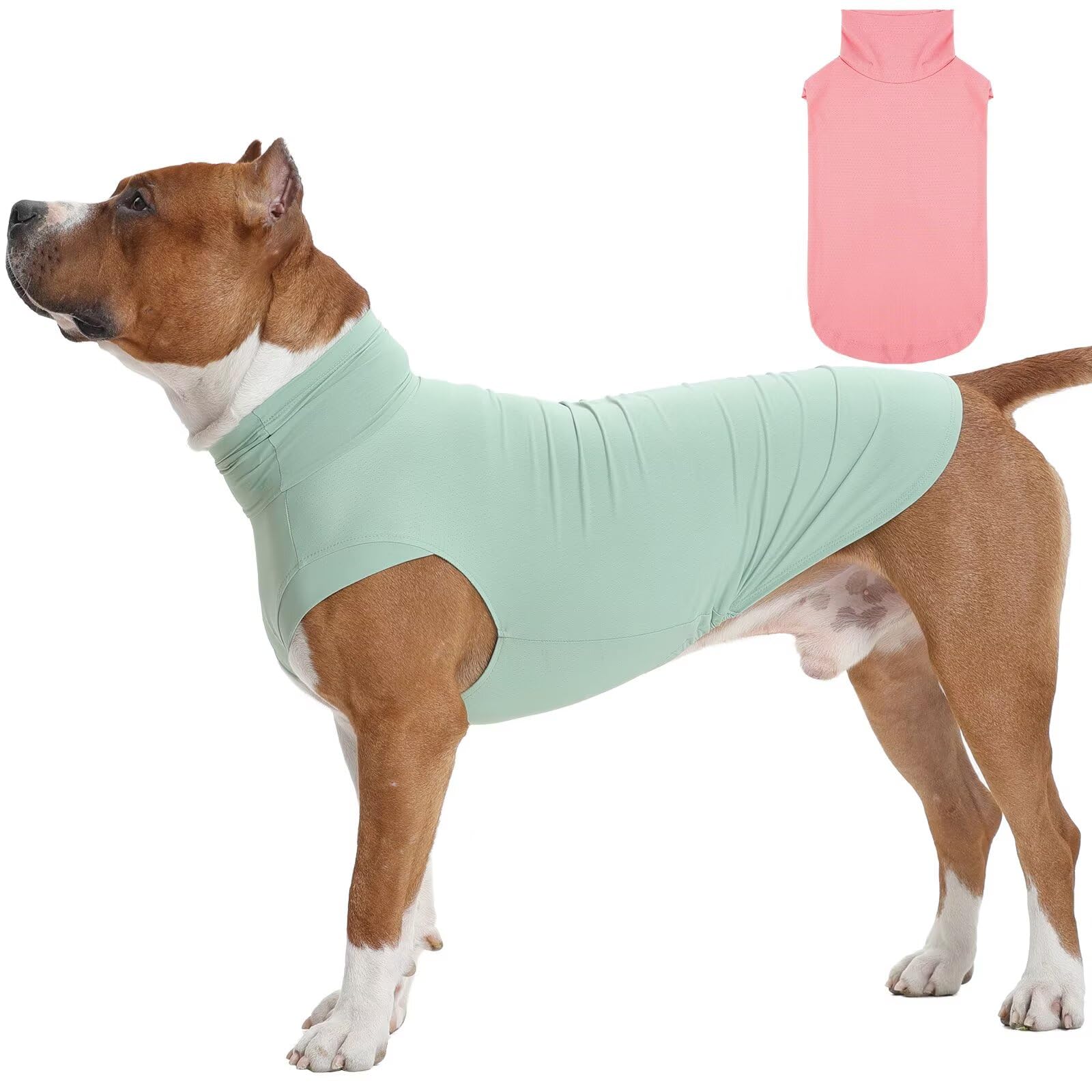 IECOii 2 camicie rinfrescanti per cani, senza maniche, morbide, per l'estate, traspirante, per animali domestici, tinta unita, per animali domestici di taglia XL, camicia per cani, verde e rosa, 5XL