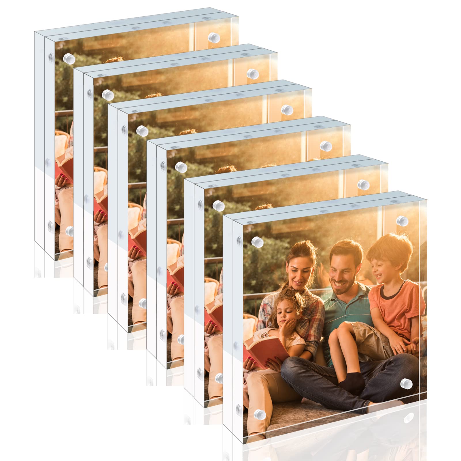 Egofine Lot de 6 cadres photo magnétiques double face en acrylique de 20 mm d'épaisseur, sans cadre, affichage de bureau