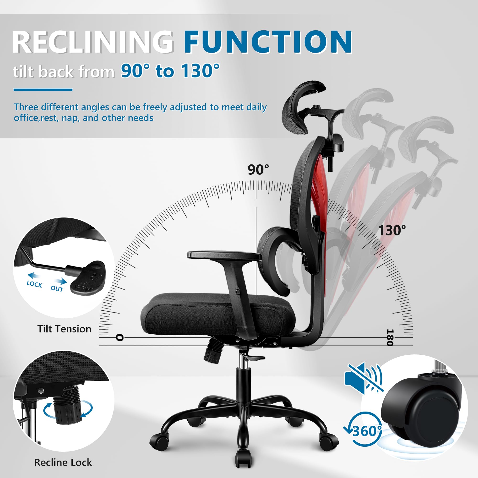 Snapklik.com : Winrise Office Chair Ergonomic Desk Chair Comfy Computer ...