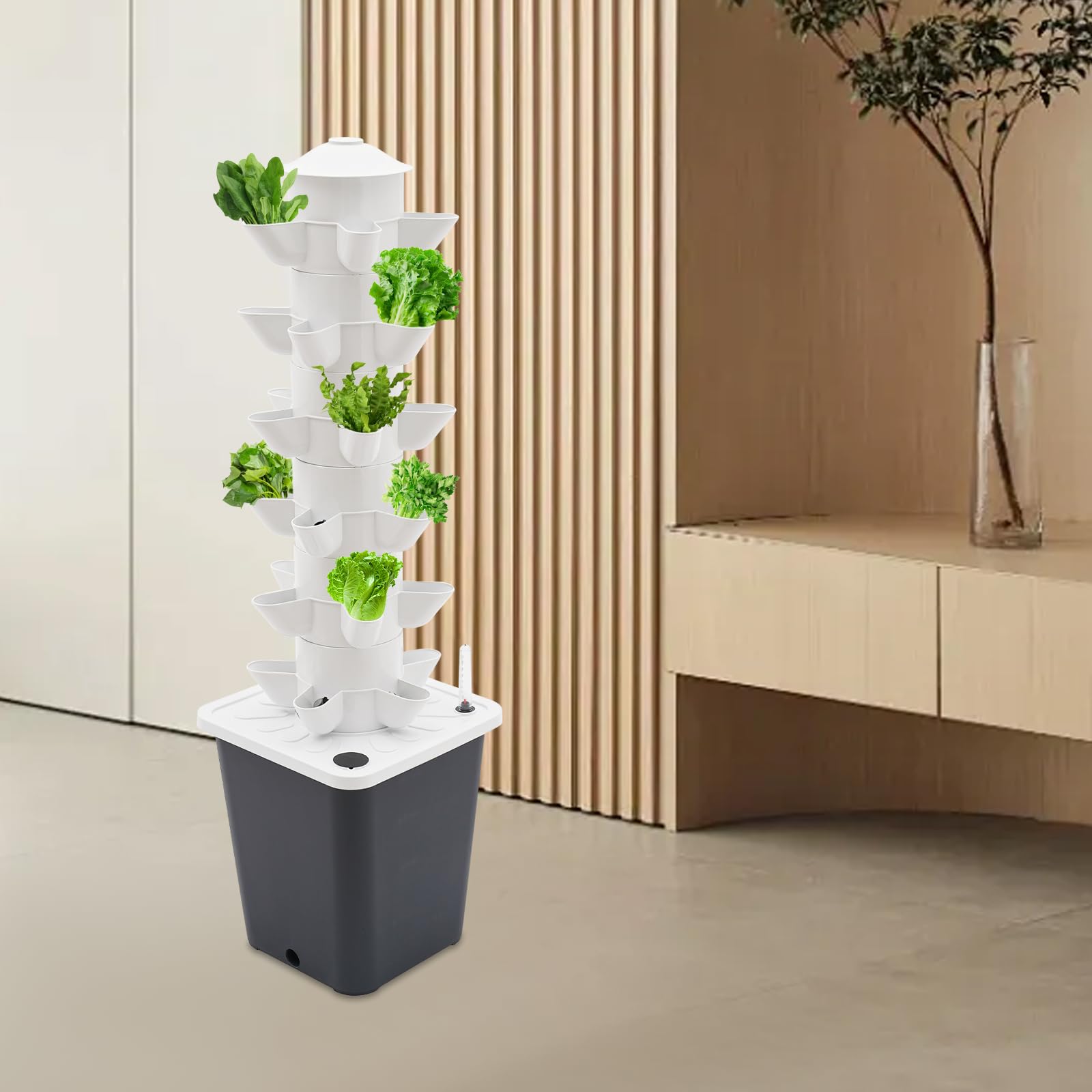 Set idroponico per interni, impianto idroponico, 6 piani, kit per la coltivazione 30 piante, serbatoio da 2,2 Gal, torre da 86 cm, serbatoio per acqua in PP, balcone e cucina, pompa da 12 V