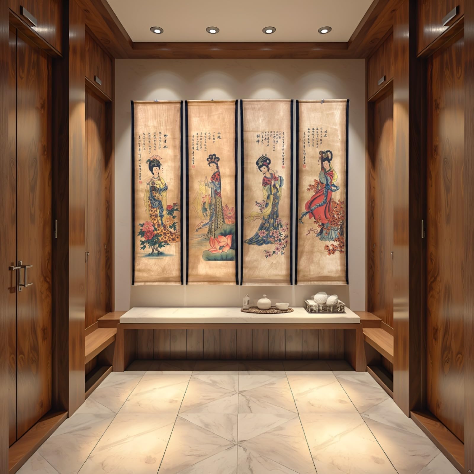 Amazon.co.jp: 4パック 壁掛け 掛ける絵画 部屋の装飾用 古代中国絵画